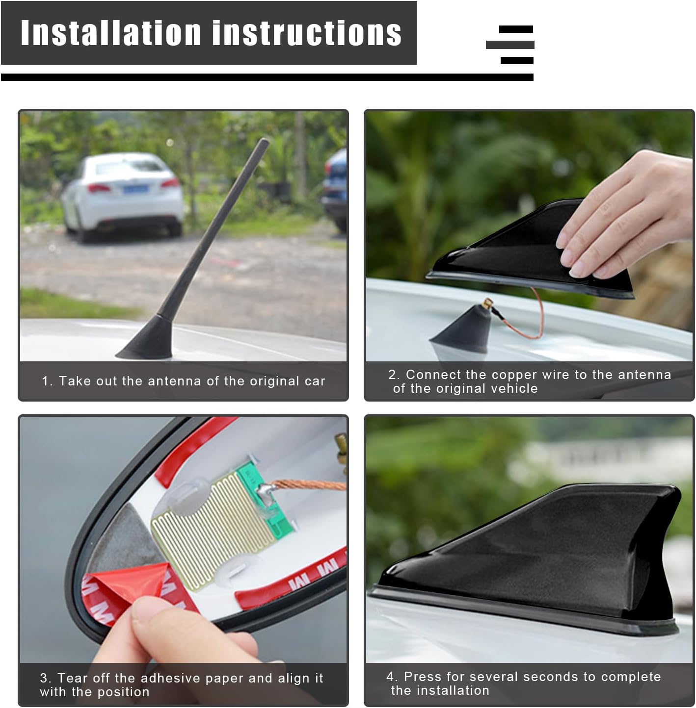1 antena de modificación de aleta de tiburón para automóvil, 6.2 pulgadas x 2.7 pulgadas x 3.0 pulgadas, antena de señal impermeable ABS con