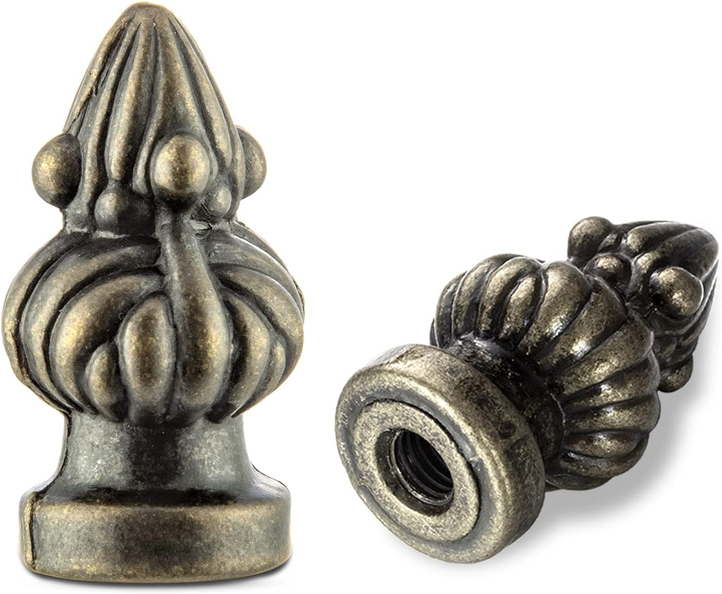 Paquete de 2 remates de lámpara de perilla de tornillo para lámparas, tuercas de lámpara de latón antiguo (roscadas 14-27) soporte para pantalla de