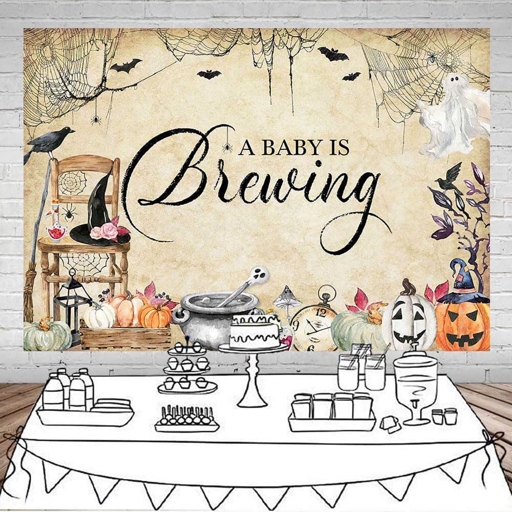 Mocsicka Telón de fondo de fotos de Halloween para baby shower, pancarta espeluznante con diseño de calabaza para baby shower, para recién nacidos,