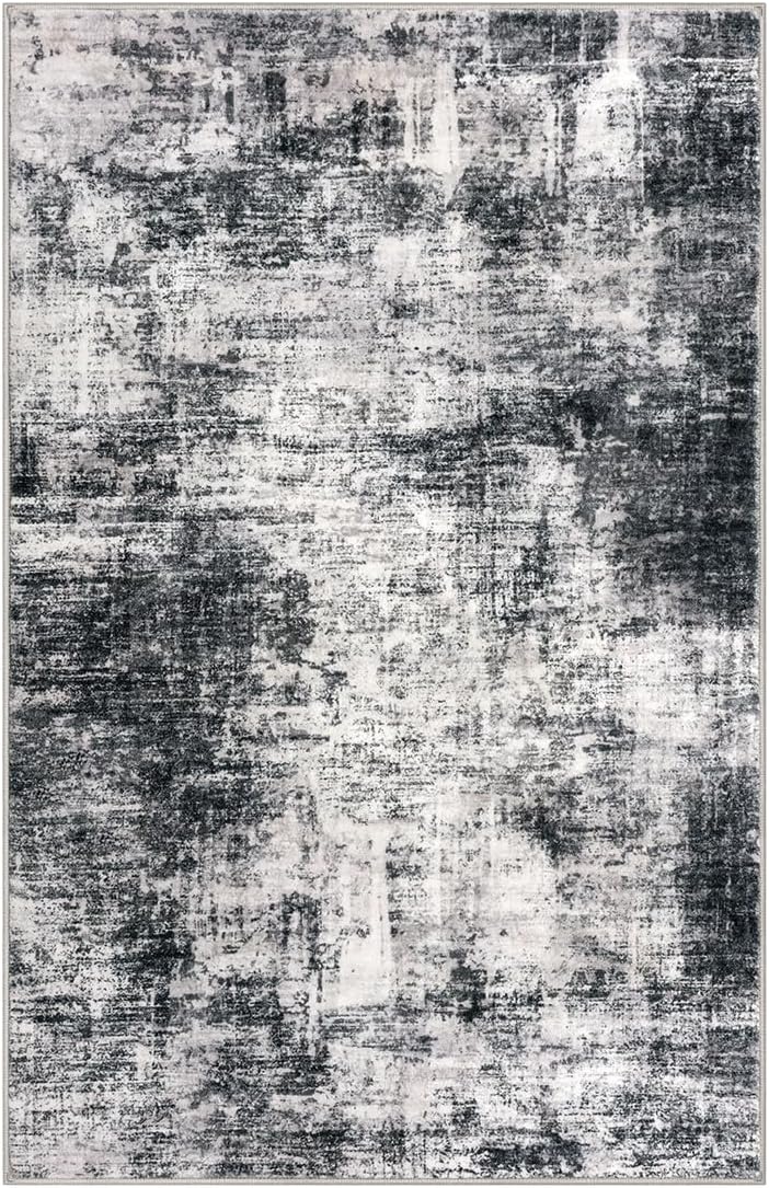 IOHOUZE Alfombra moderna abstracta lavable para sala de estar, comedor, antideslizante, alfombra estampada de lana sintética para dormitorio,