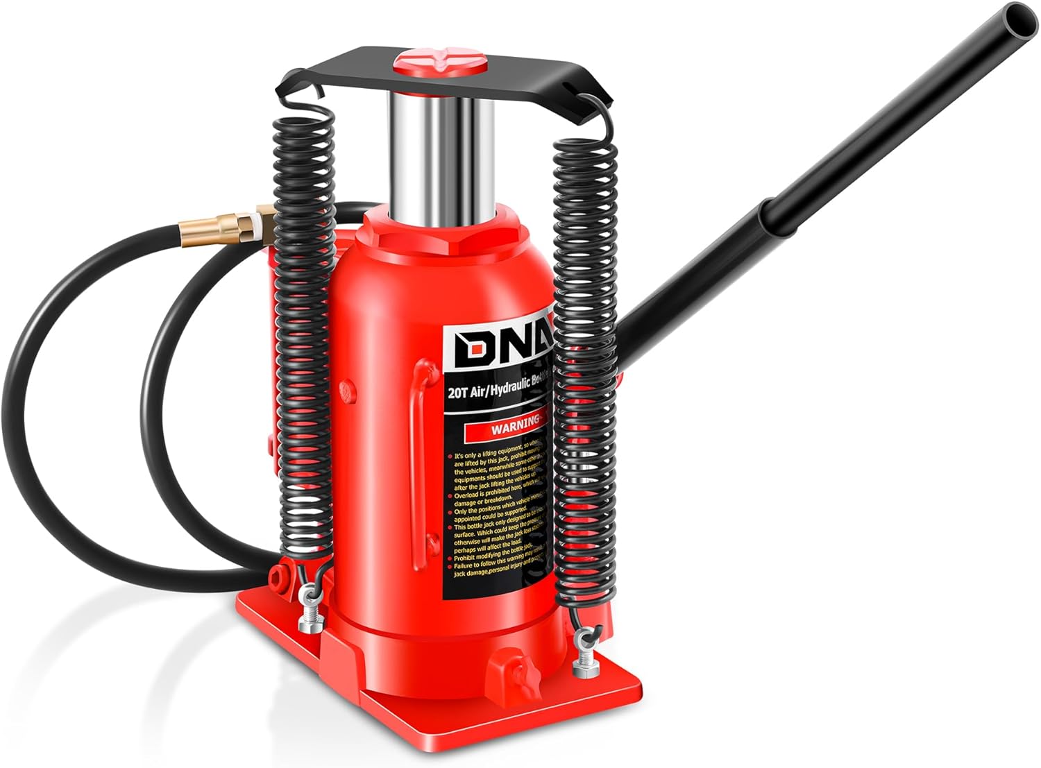 Gato hidráulico DNA MOTORING para botella de aire, capacidad de 20 toneladas (40,000 libras), mango manual y bomba de aire para reparación de