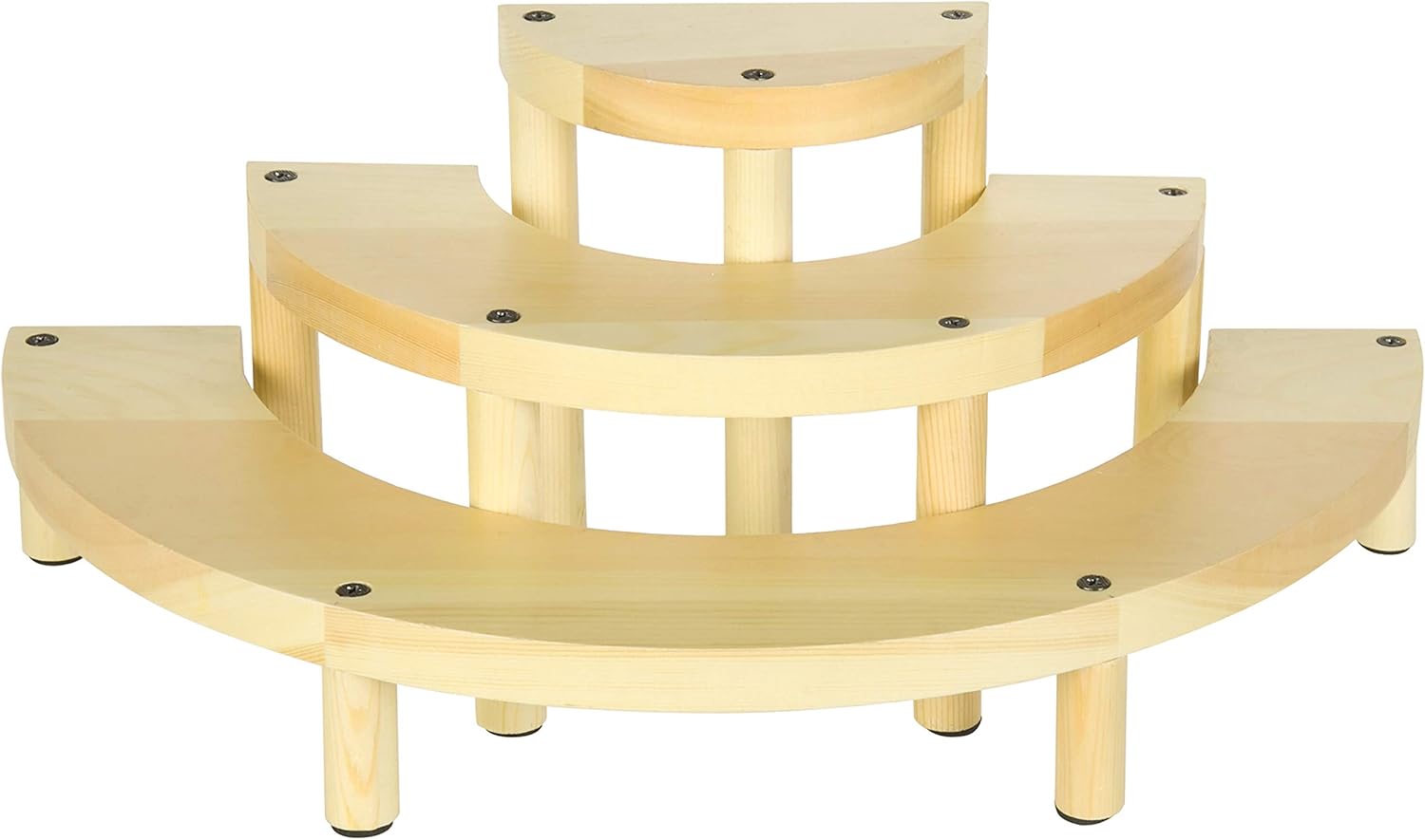 MyGift Soporte para cupcakes de 3 niveles, de madera natural, semicírculo, postre y aperitivo, juego de 3 piezas