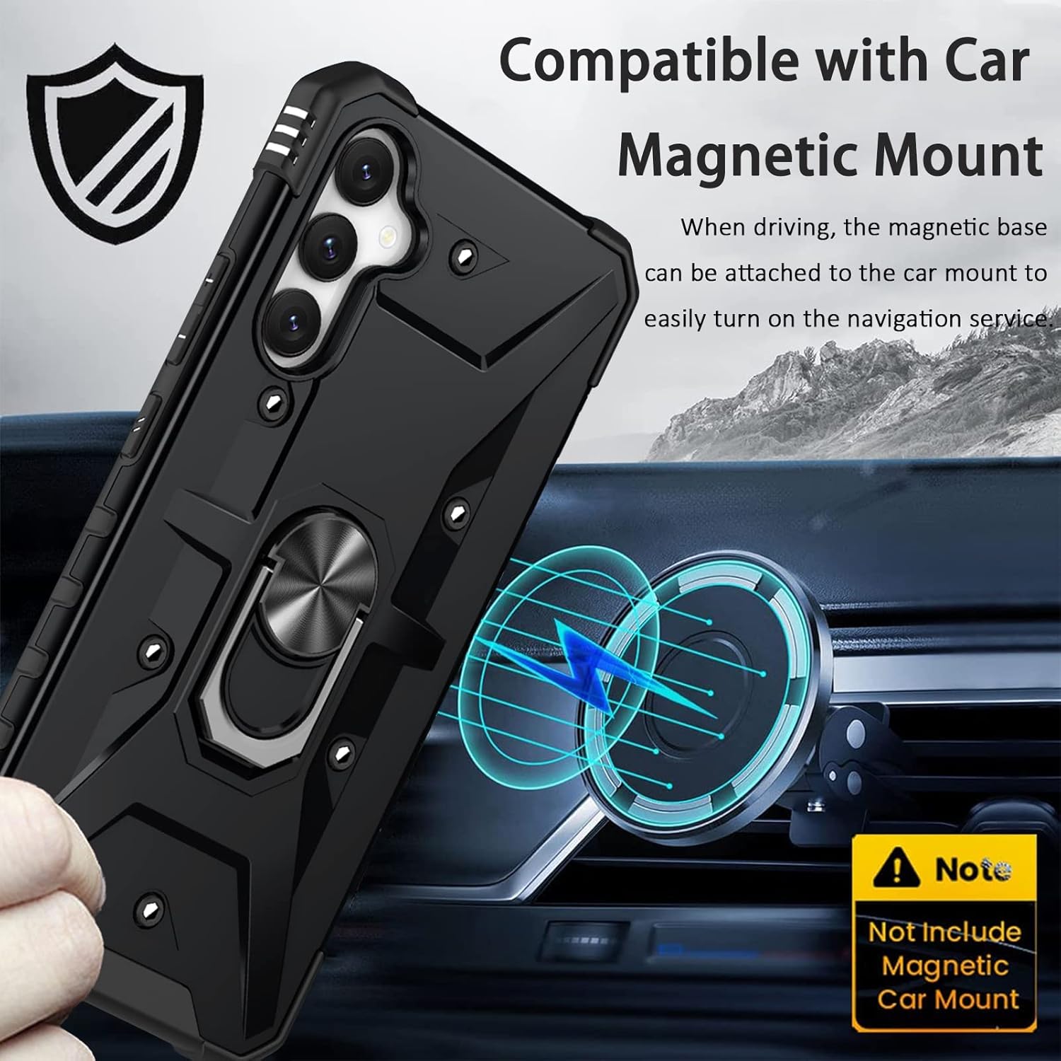 Miimall Funda para Samsung A34 con soporte de anillo, funda para Galaxy A34 con soporte giratorio, protección de grado militar, resistencia a caídas