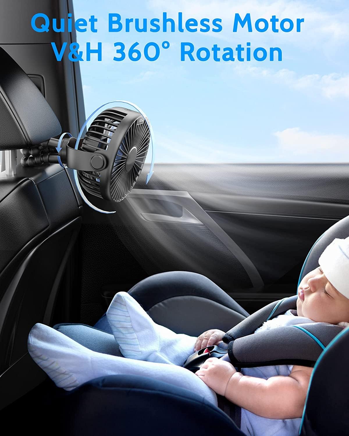Ventilador portátil para cochecito de bebé, batería recargable con pantalla LED, potente ventilador de clip, trípode de pulpo, ventilador personal