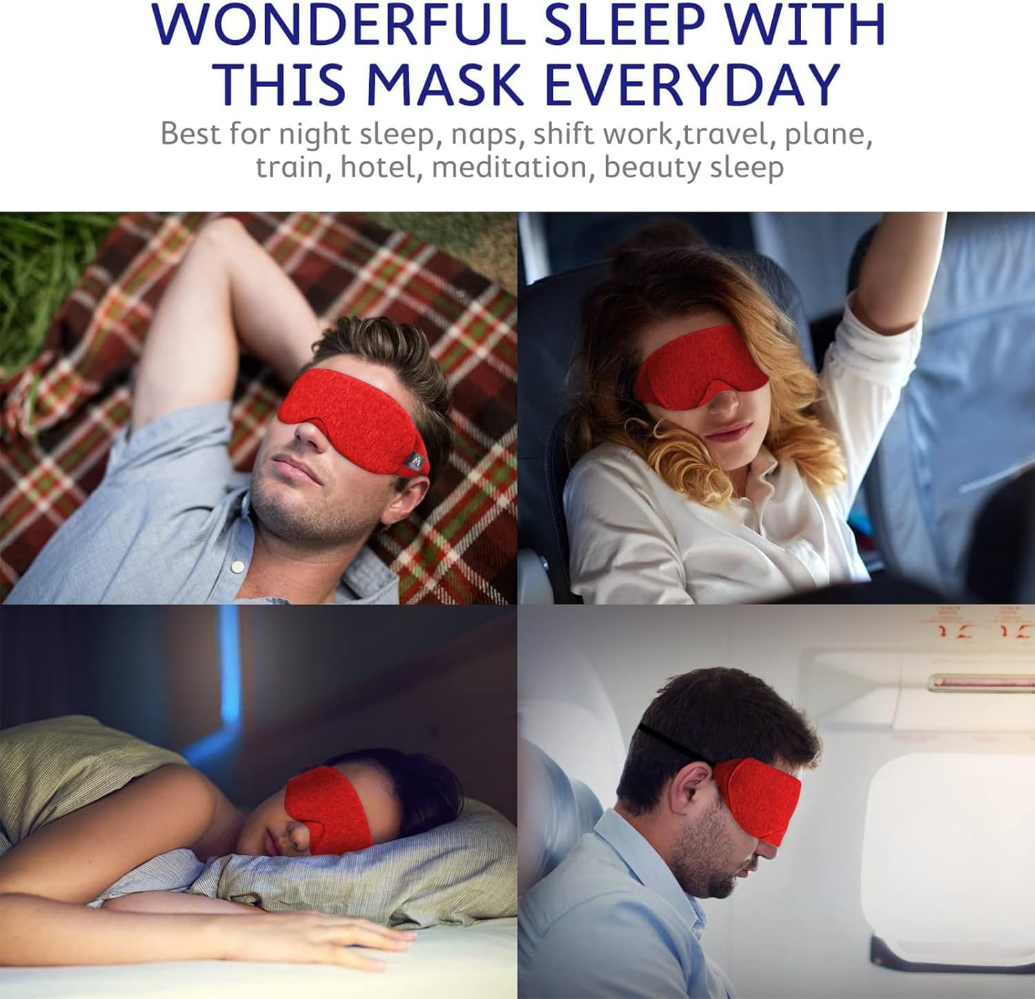 Mavogel Antifaz de algodón para dormir  Máscara de dormir transpirable con bloqueo de luz, suave y cómoda para hombres y mujeres, cubierta de ojos