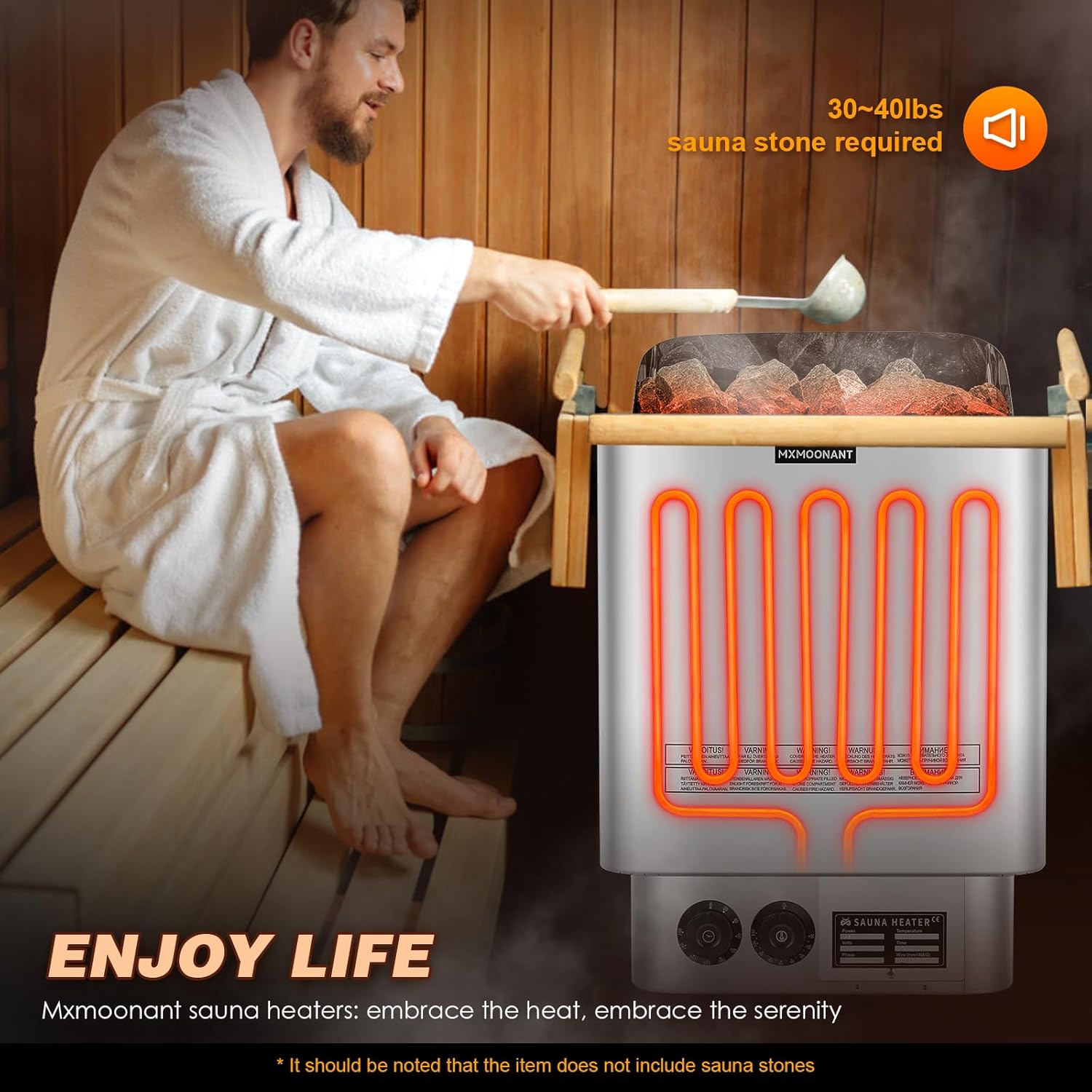 Mxmoonant Calentador de sauna, 6 KW 220 V, calentadores eléctricos de sauna, estufa de vapor seco, baño de sauna para el hogar, hotel, spa, máx. 300