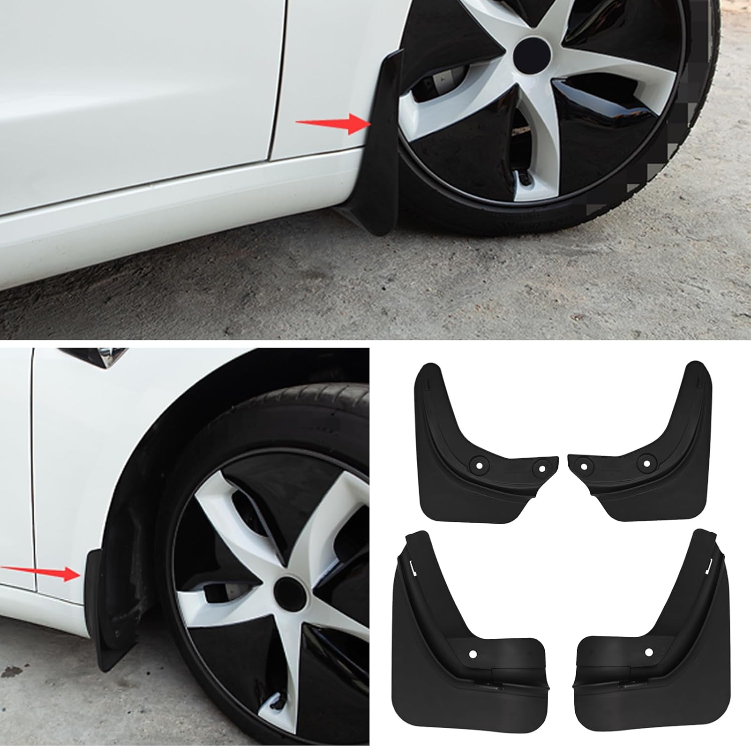 Aletas de barro mejoradas para Tesla Model 3 2017-2023, no requiere perforación, guardabarros mate, material de polipropileno, accesorios Tesla,