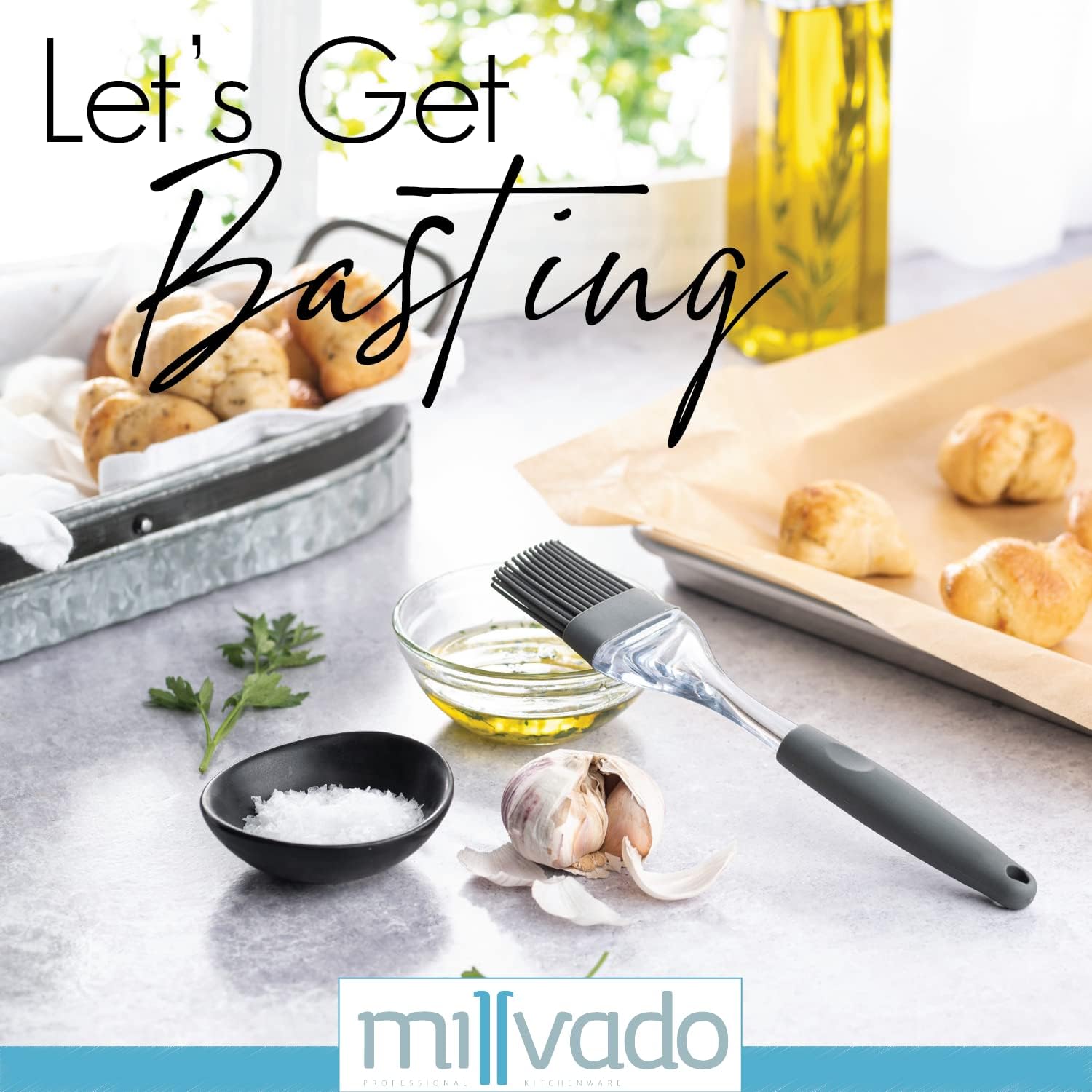 Millvado Cepillo de silicona para untar cepillo de cocina resistente al calor para aceite y salsa, cepillo flexible para alimentos, apto para