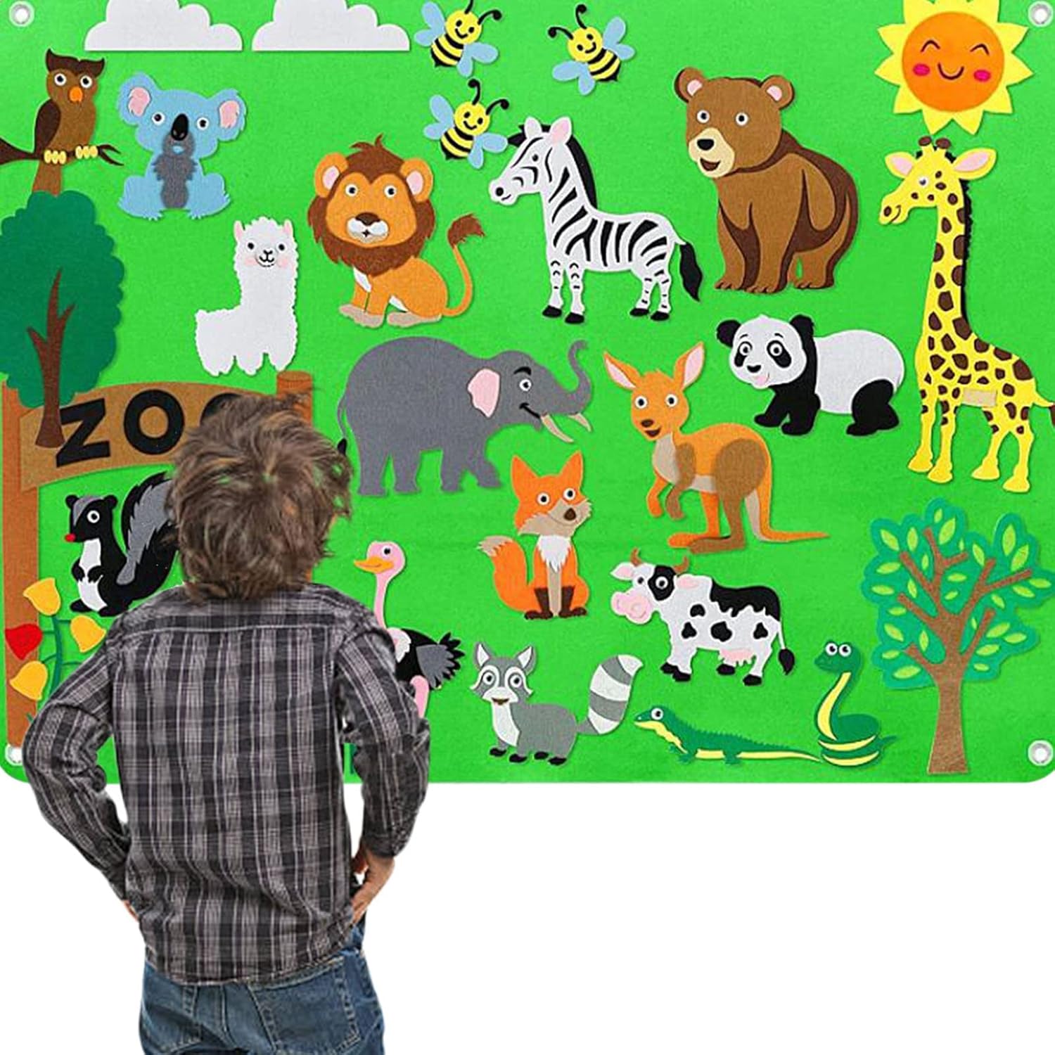 Divertido tablero de fieltro para enseñanza 2023, juego de historia de animales de granja de 41.3 pulgadas, tablero de fieltro de enseñanza,