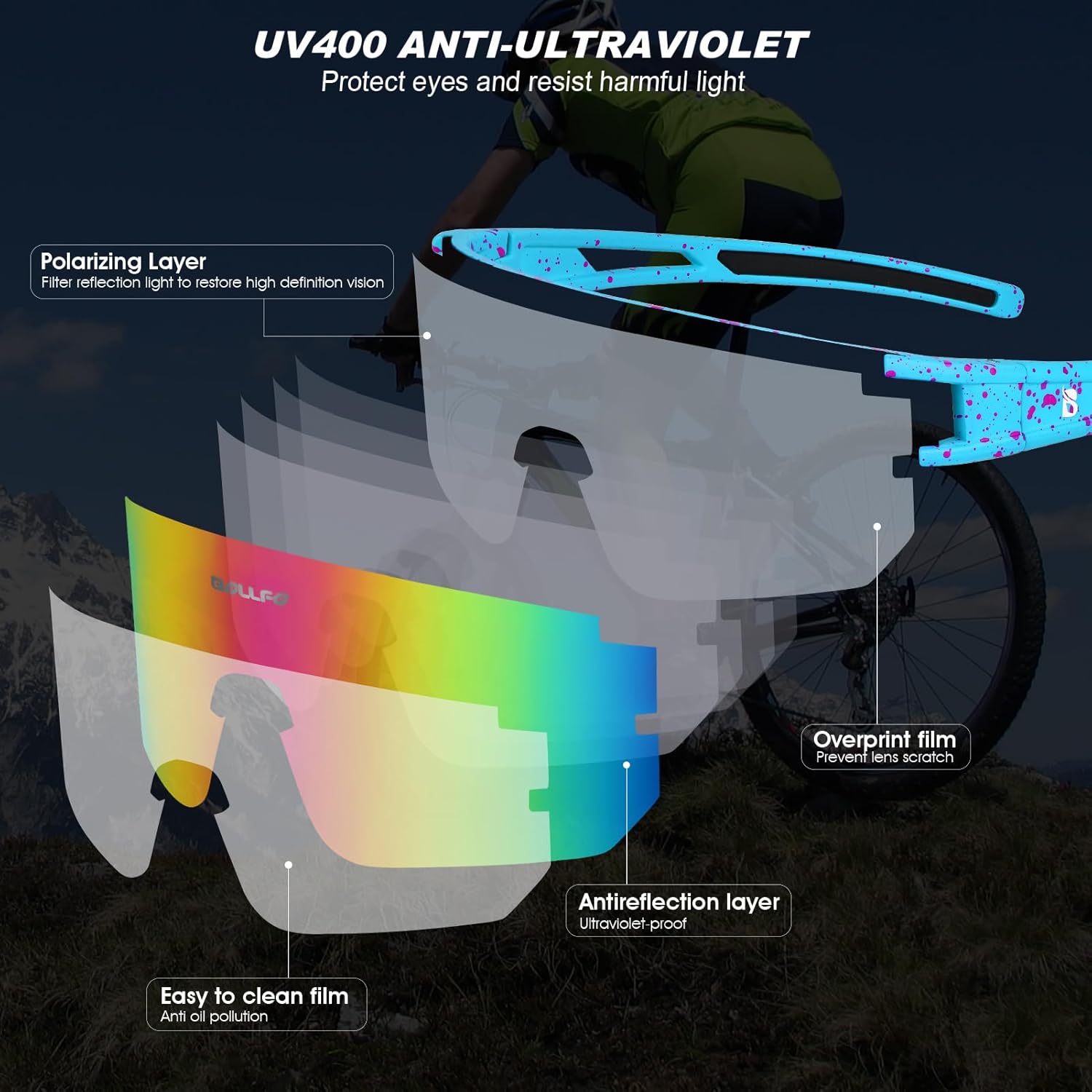 Gafas de sol deportivas polarizadas para hombres y mujeres, jóvenes, béisbol, pesca, correr, ciclismo, golf, senderismo, TAC