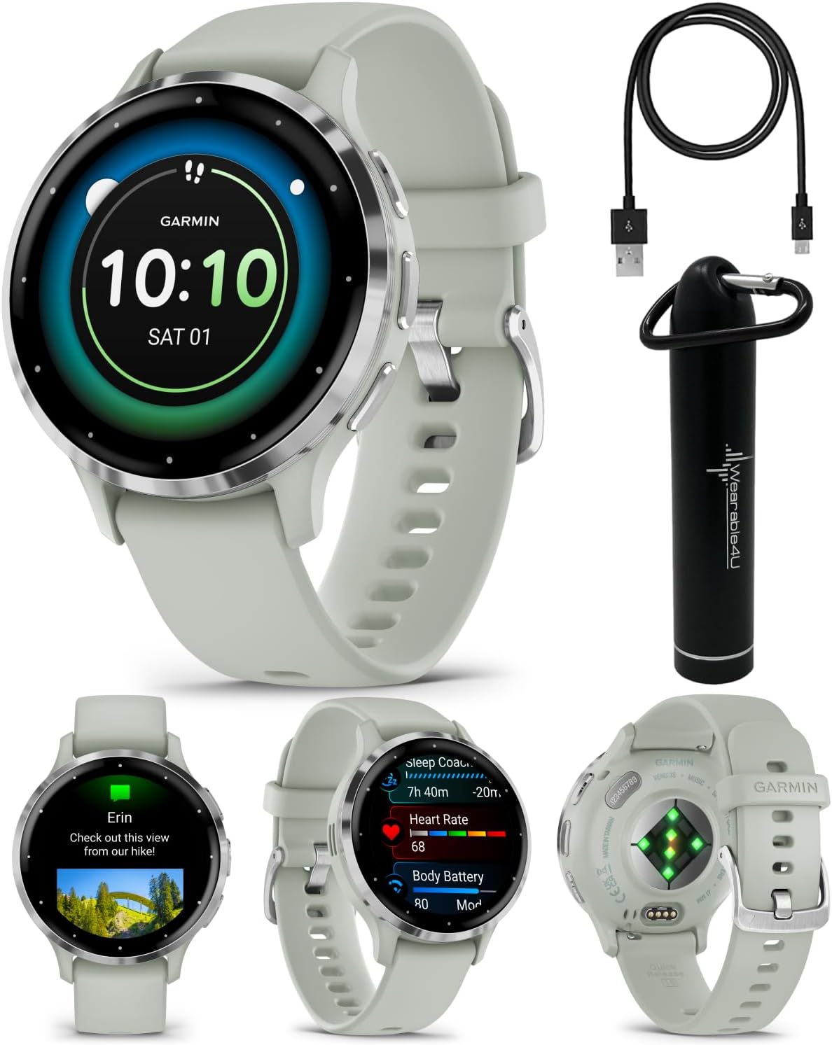 Wearable4U Garmin Venu 3S Reloj inteligente con GPS, pantalla AMOLED de 1.61 pulgadas, características avanzadas de salud y fitness, hasta 10 días