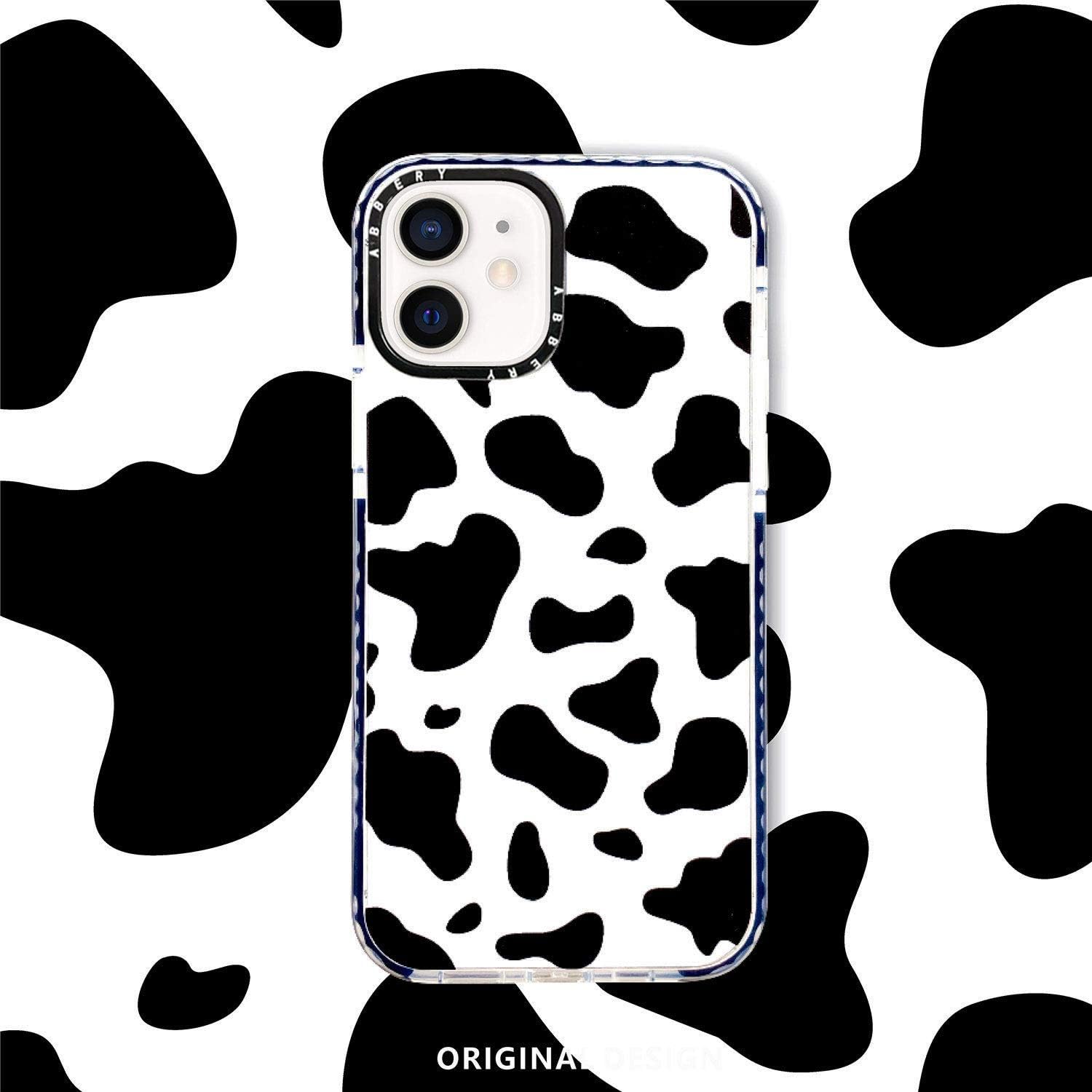 Abbery Funda diseñada para iPhone 11, diseño de vaca, bonita funda transparente con diseño de estampado de vaca, silicona suave, TPU resistente, a