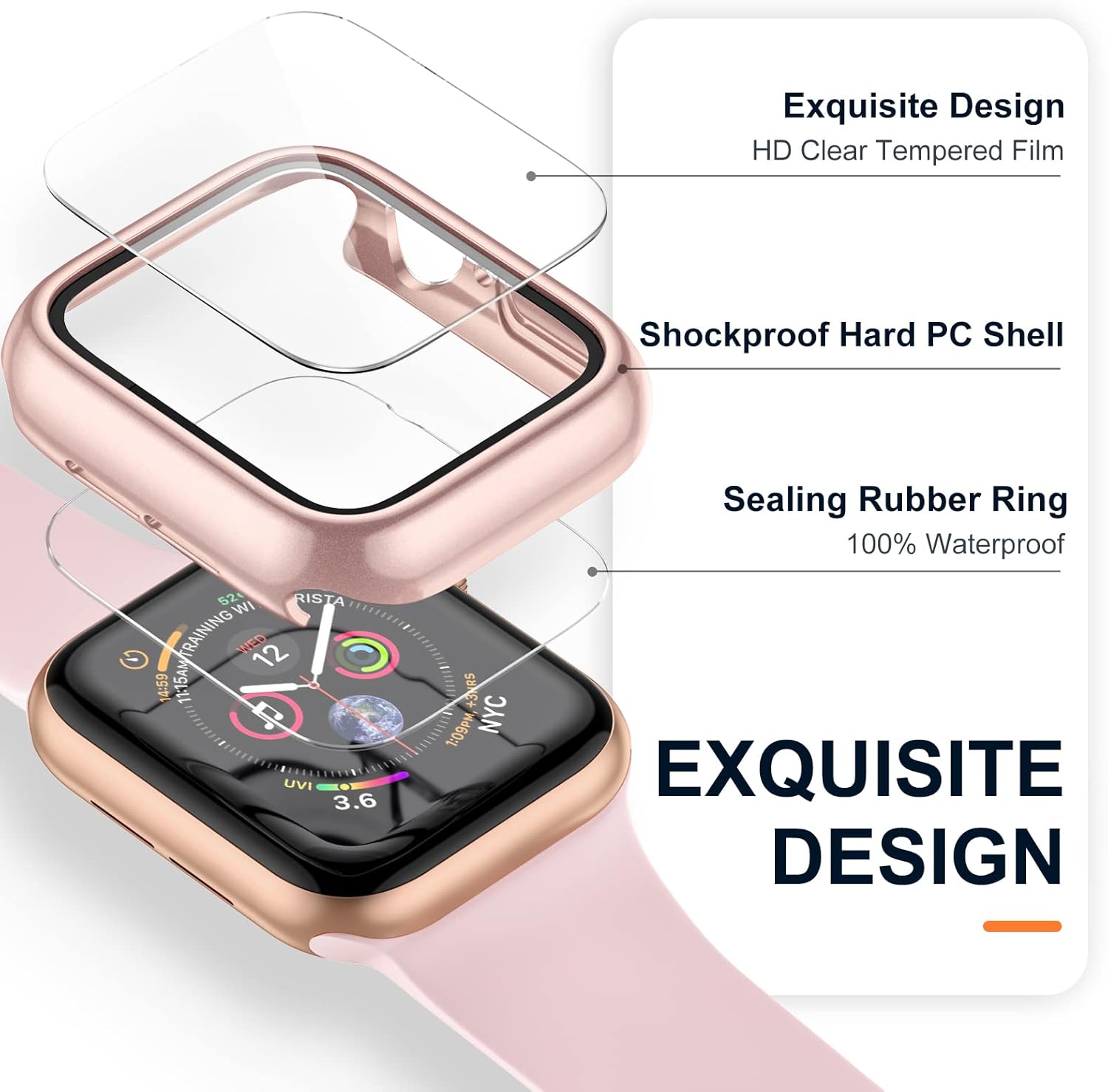 Charlam Funda compatible con Apple Watch de 1.614 pulgadas para iWatch SE Series 9, 8, 7 con protector de pantalla, fundas de protección completa