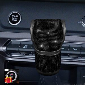 SPANICE Bling Bling – Funda de cuero para palanca de cambios con diamantes de imitación brillantes para niñas, ajuste universal (negro) SPANICE Bling Bling – Funda de cuero para palanca de cambios con diamantes de imitación brillantes para niñas, ajuste universal (negro)