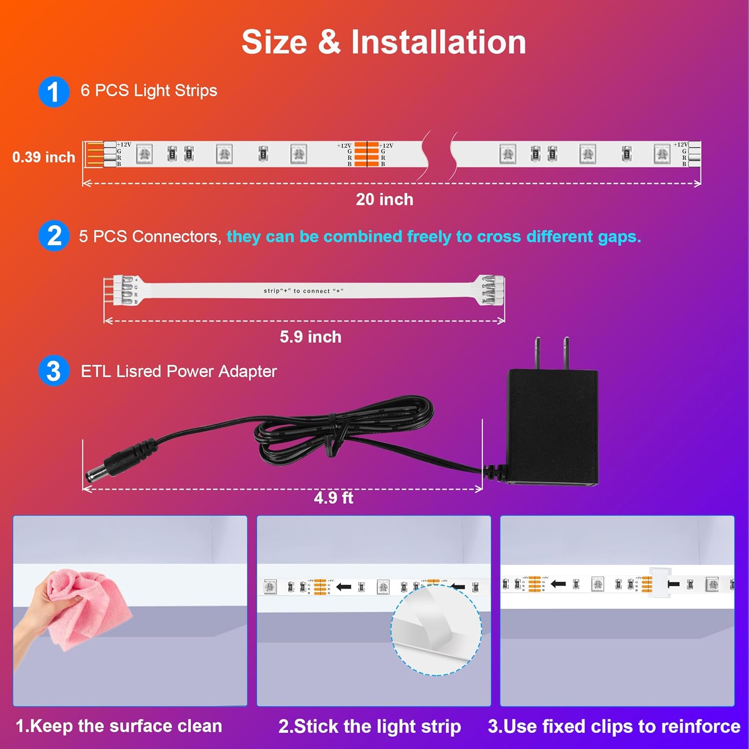 maylit Kit de iluminación RGB para debajo del gabinete, tira de luces LED con aplicación y control remoto, sincronización de música, luces LED que