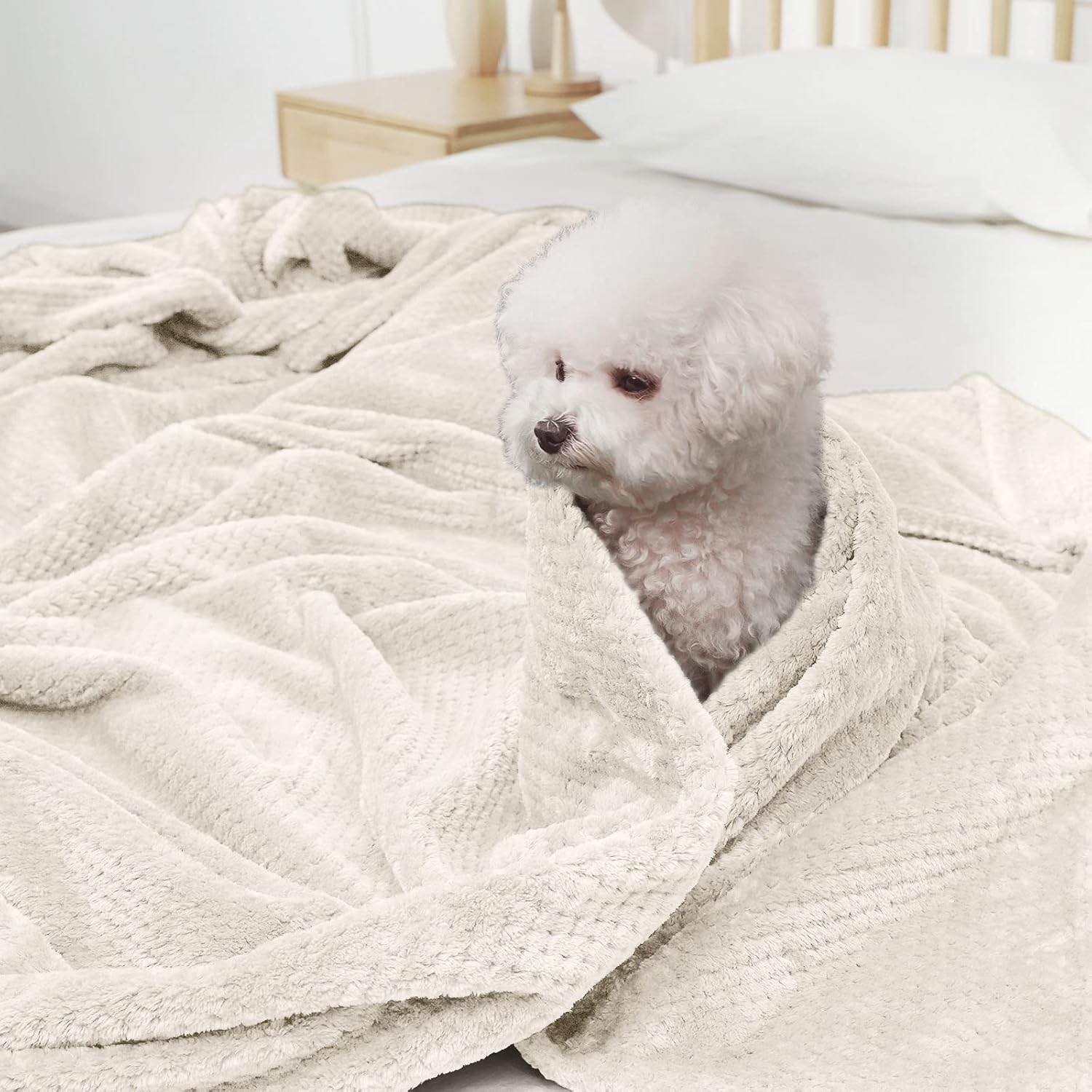 GAGAHAO Manta de vellón, tamaño individual, manta mullida para sofá, suave, cálida, acogedora, decorativa, gruesa, para cama y sofá (blanco crema,