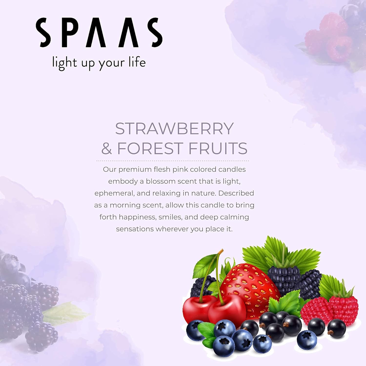 SPAAS Velas perfumadas de té en tazas transparentes, fragancia de fresa y frutas del bosque, velas perfumadas de primera calidad para spa, romántica