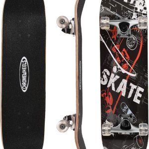 ChromeWheels Patineta de 31 pulgadas, patineta de doble patada, tabla Cruiser Longboard de 8 capas de arce para niños y principiantes ChromeWheels Patineta de 31 pulgadas, patineta de doble patada, tabla Cruiser Longboard de 8 capas de arce para niños y principiantes
