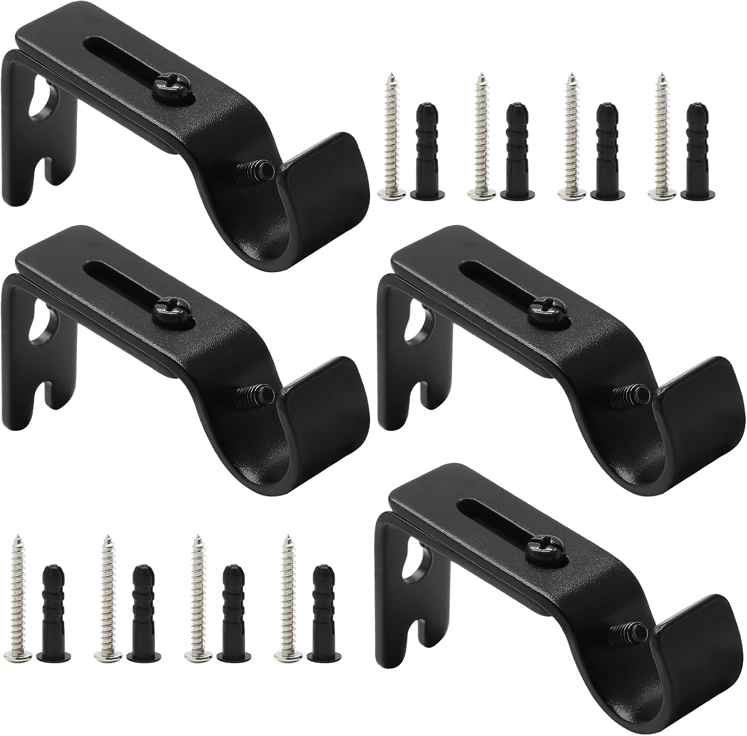 4 soportes para barra de cortina ajustables y resistentes, de 58 a 34 pulgadas de diámetro, soporte de pared para cortinero de alta resistencia,