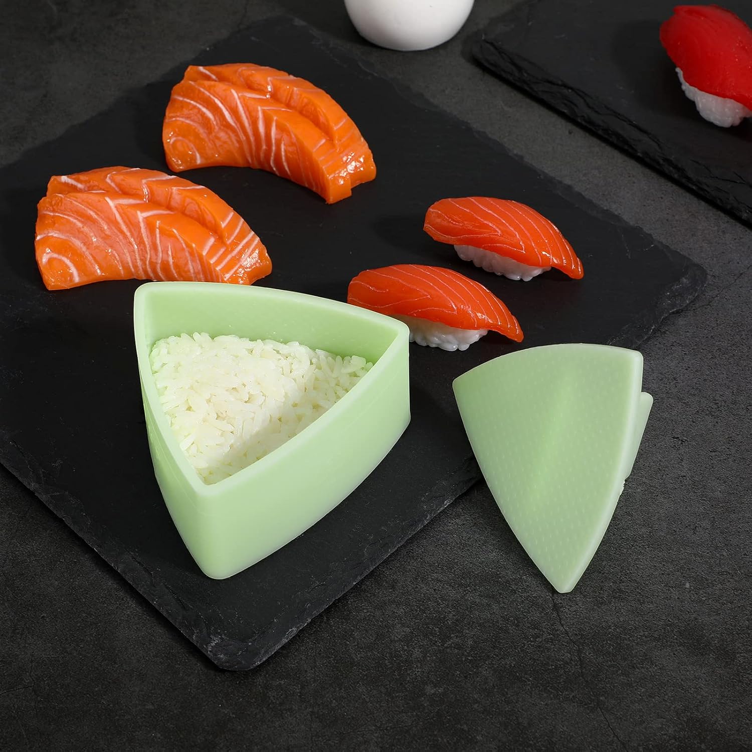 UPKOCH Molde de sushi triangular, fabricante de bolas de arroz, prensa antiadherente para onigiri, fabricante de moldes de sushi, verde claro