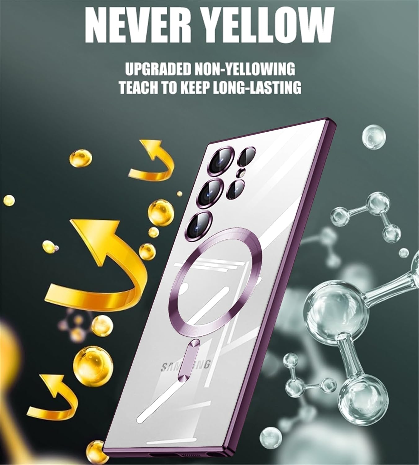 DHIMI Funda ultra magnética para Samsung Galaxy S23, cubierta de teléfono chapada en brillo de lujo compatible con protector de lente de cámara
