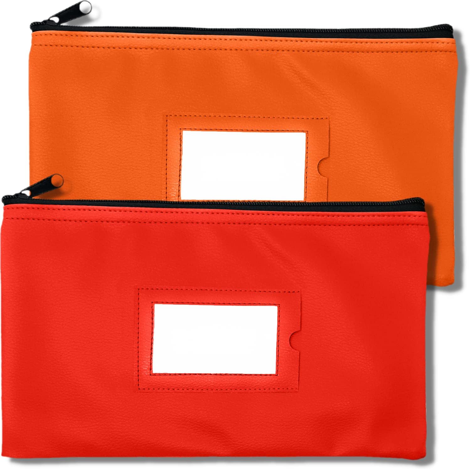 Bolsa de depósito con cremallera  Rojo y naranja  11 x 6 pulgadas  Cuero sintético duradero para dinero en efectivo monedero monedero para hombres y