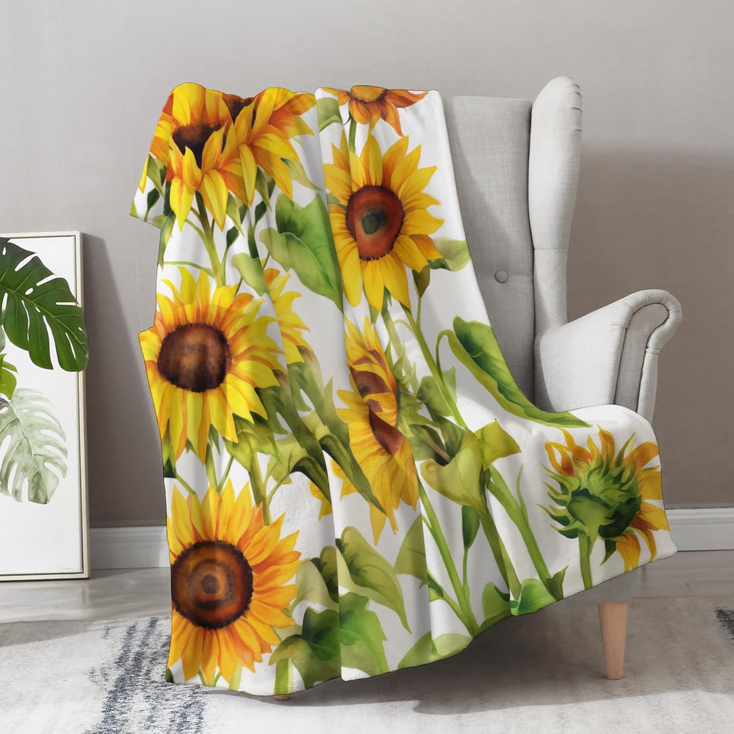 Manta de flores de girasol, regalos para mujeres, manta retro vintage floral para mamá, niñas, adultos, cumpleaños, Navidad, forro polar mullido,