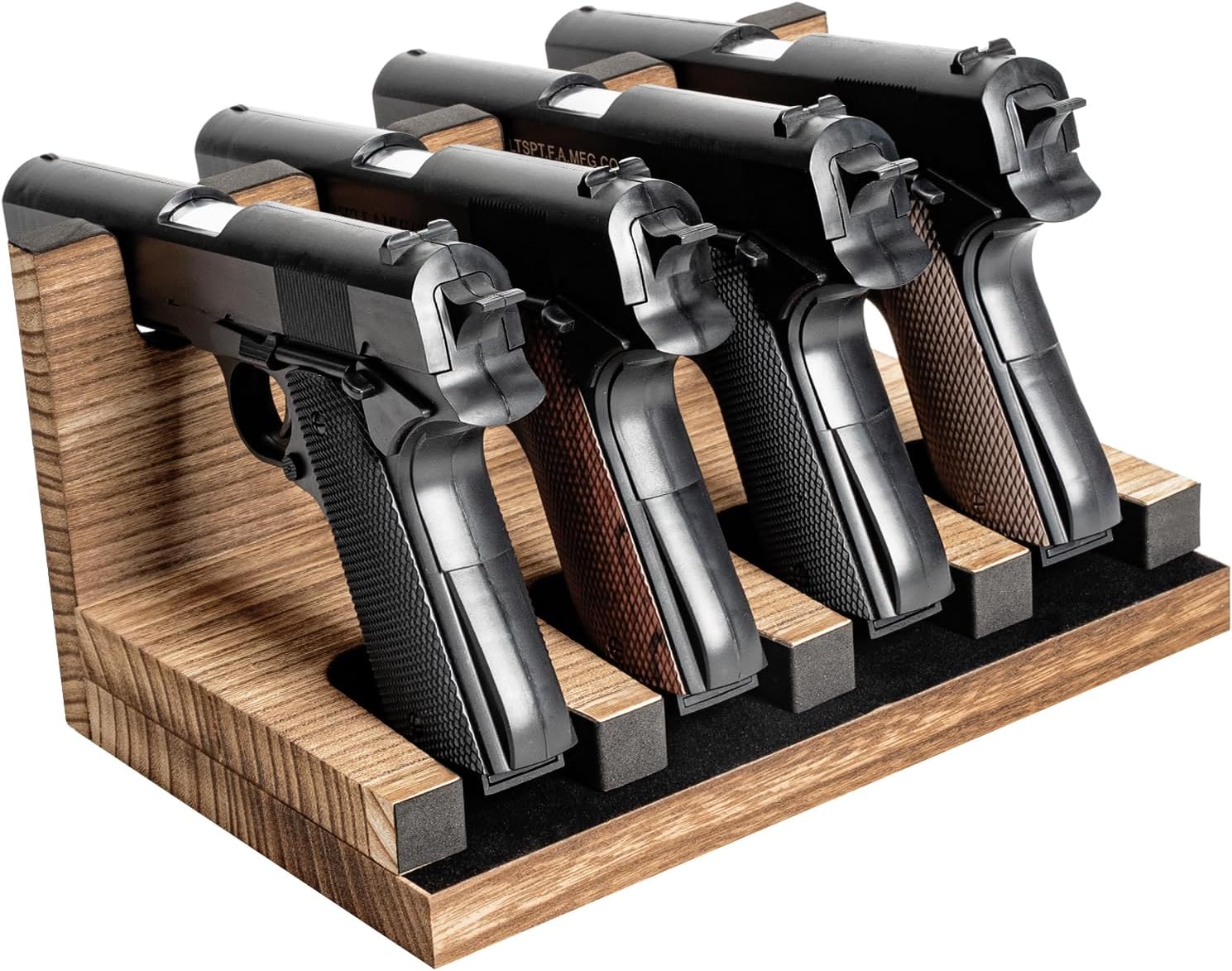 Miratino Estante para pistolas, soporte de madera maciza para pistola para almacenamiento seguro de armas, gabinete de armas