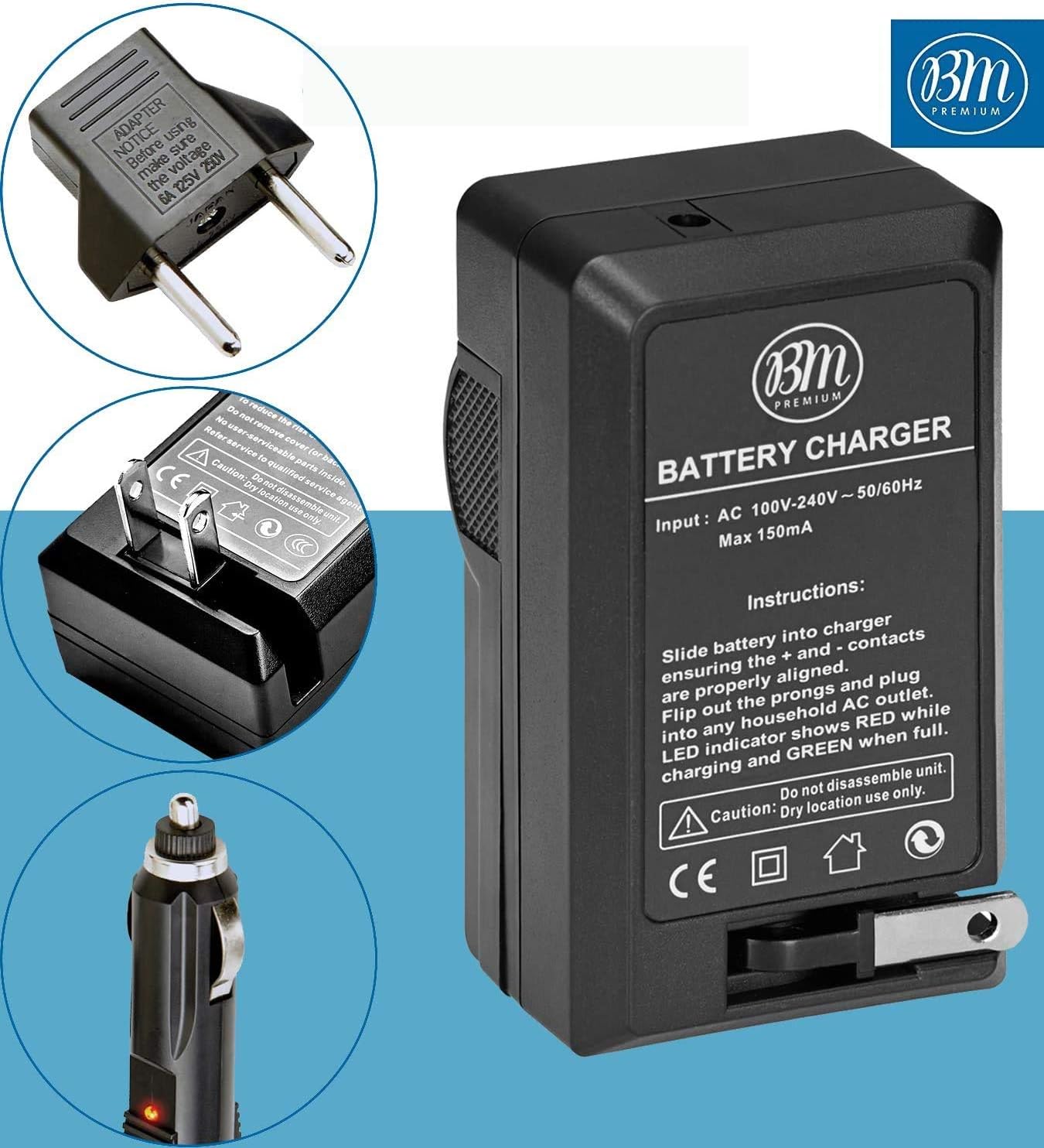 BM Premium Paquete de 4 baterías LP-E6N de alta capacidad y cargador para cámaras Canon EOS R, EOS 60D, EOS 70D, EOS 80D, EOS 90D, EOS 5D III, EOS