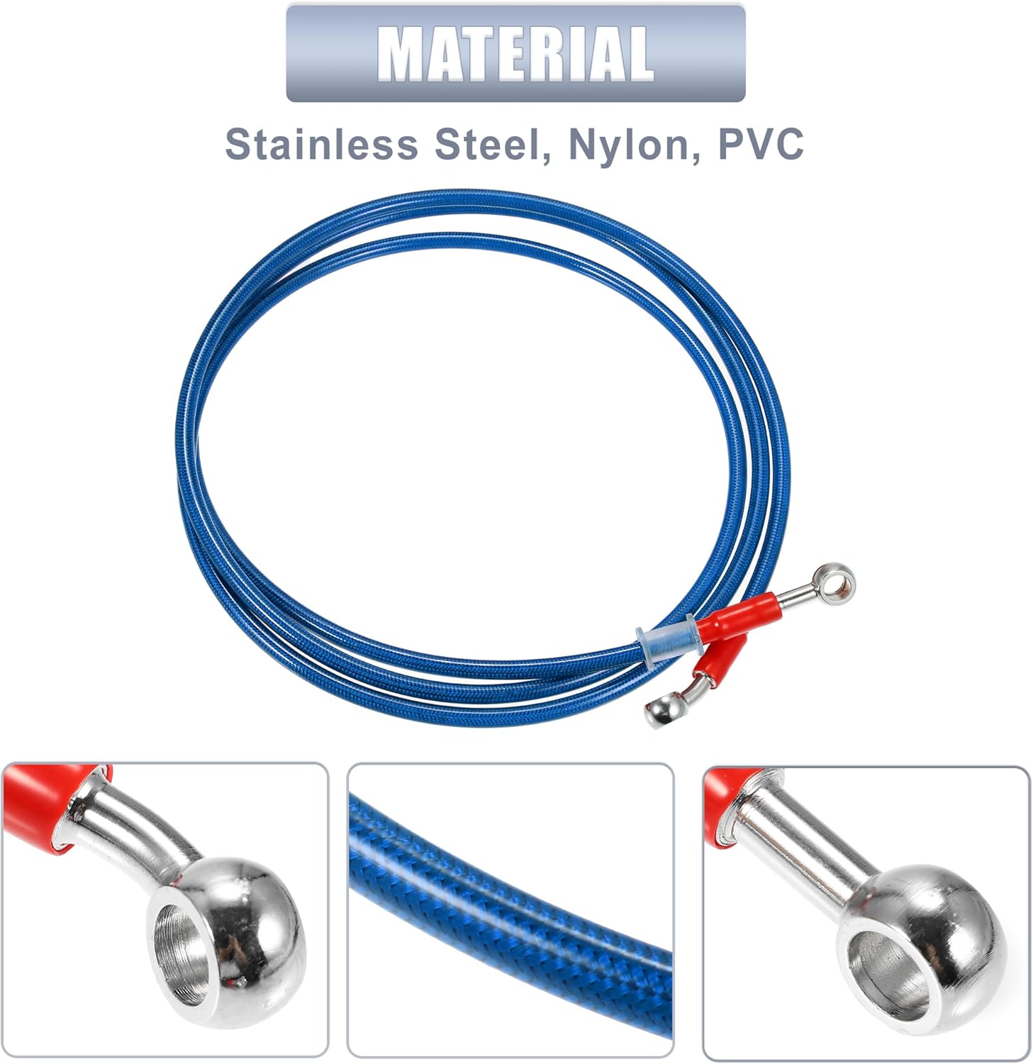 X AUTOHAUX 90.6 in 90.55″ Longitud 0.394 in ID motocicleta hidráulico freno línea aceite manguera tubo 28 0 acero inoxidable trenzado cable para ATV