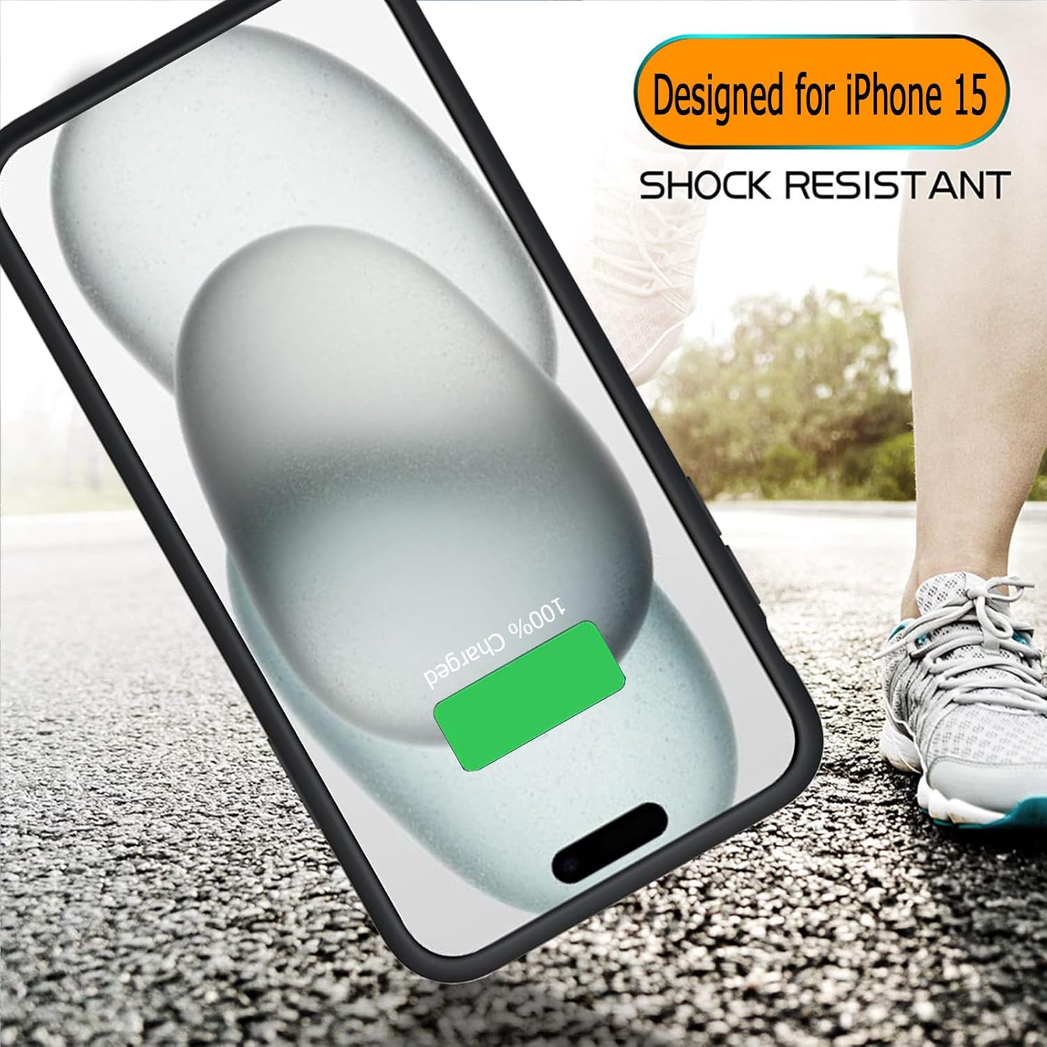 Funda de batería para iPhone 15, Full Encircle 8000mAh Ultra-Slim Recargable Smart Portátil, Funda de carga extendida compatible con iPhone 15 (6.1