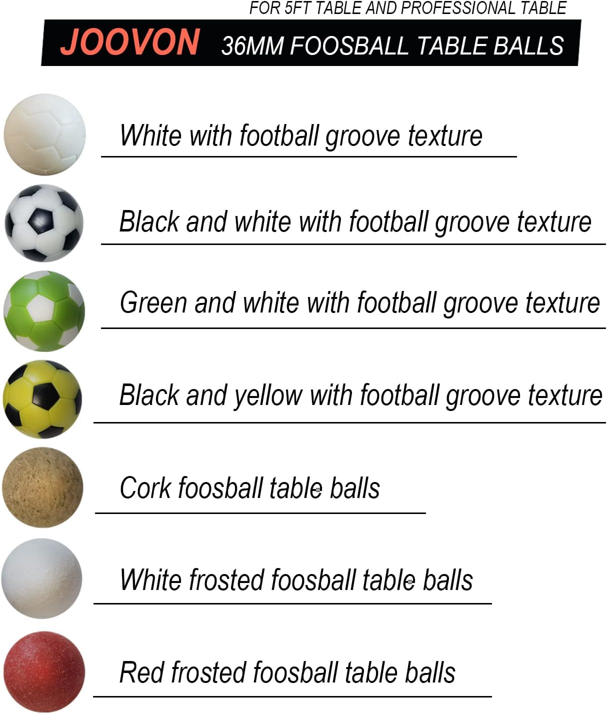 Pelotas de mesa de futbolín de 1.42 pulgadas de 1.26 pulgadas para futbolín, juego de mesa, accesorios de futbolín, reemplazos multicolor con una