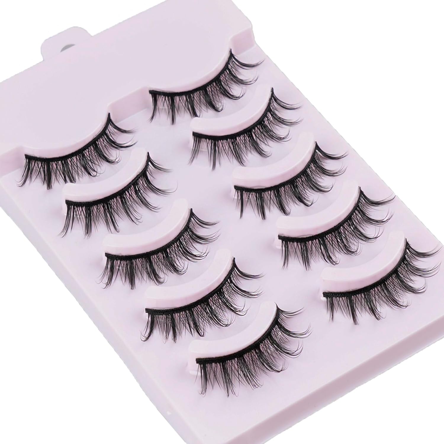 Pestañas postizas Wispy Spiky Manga, pestañas postizas de anime 3D de 0.59 pulgadas para un aspecto natural, reutilizables, 5 pares, perfectas para