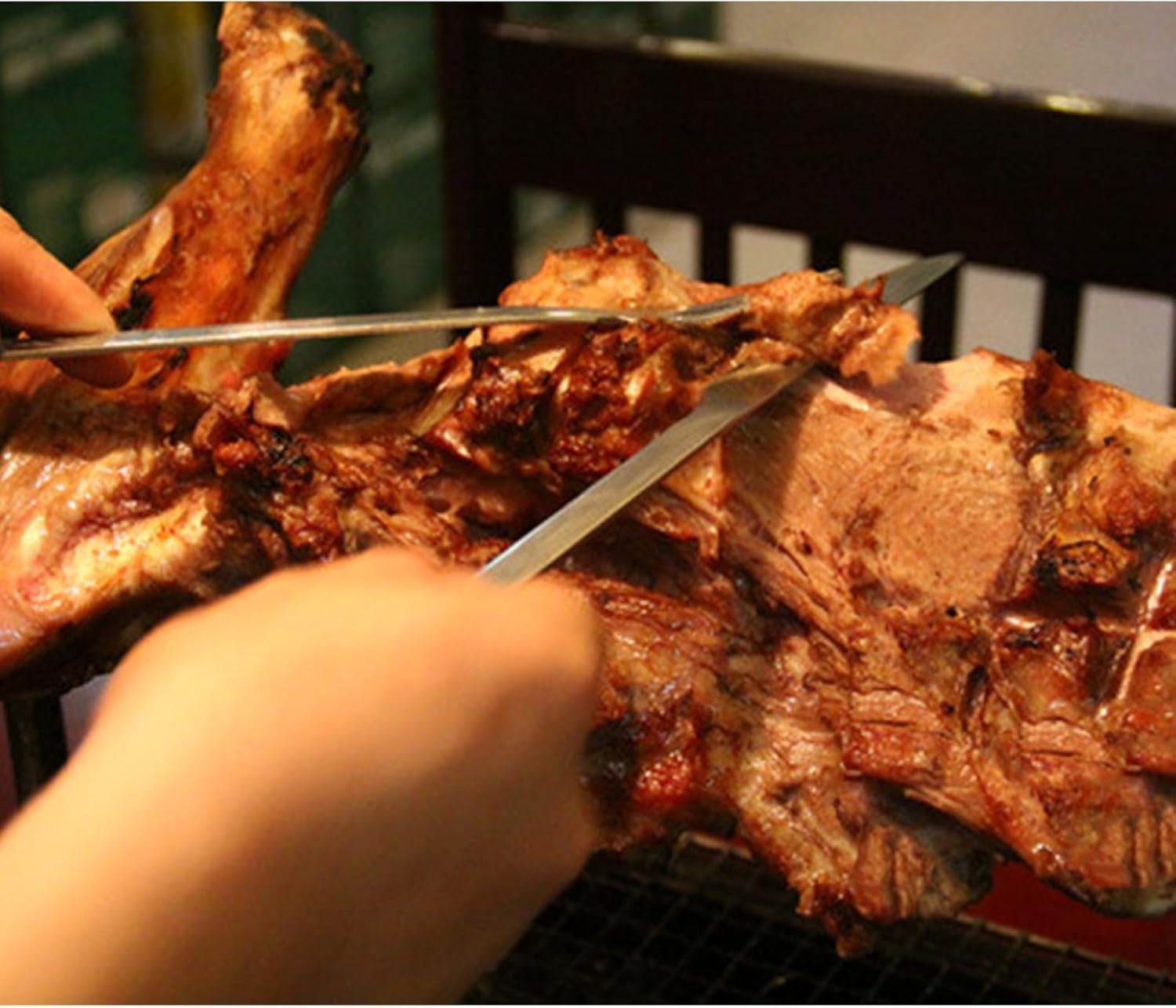 Tenedor y cuchillo para tallar carne, tenedor y cuchillo de cocina y parrilla de 12.5 pulgadas de largo, tenedor y cuchillo de acero inoxidable,