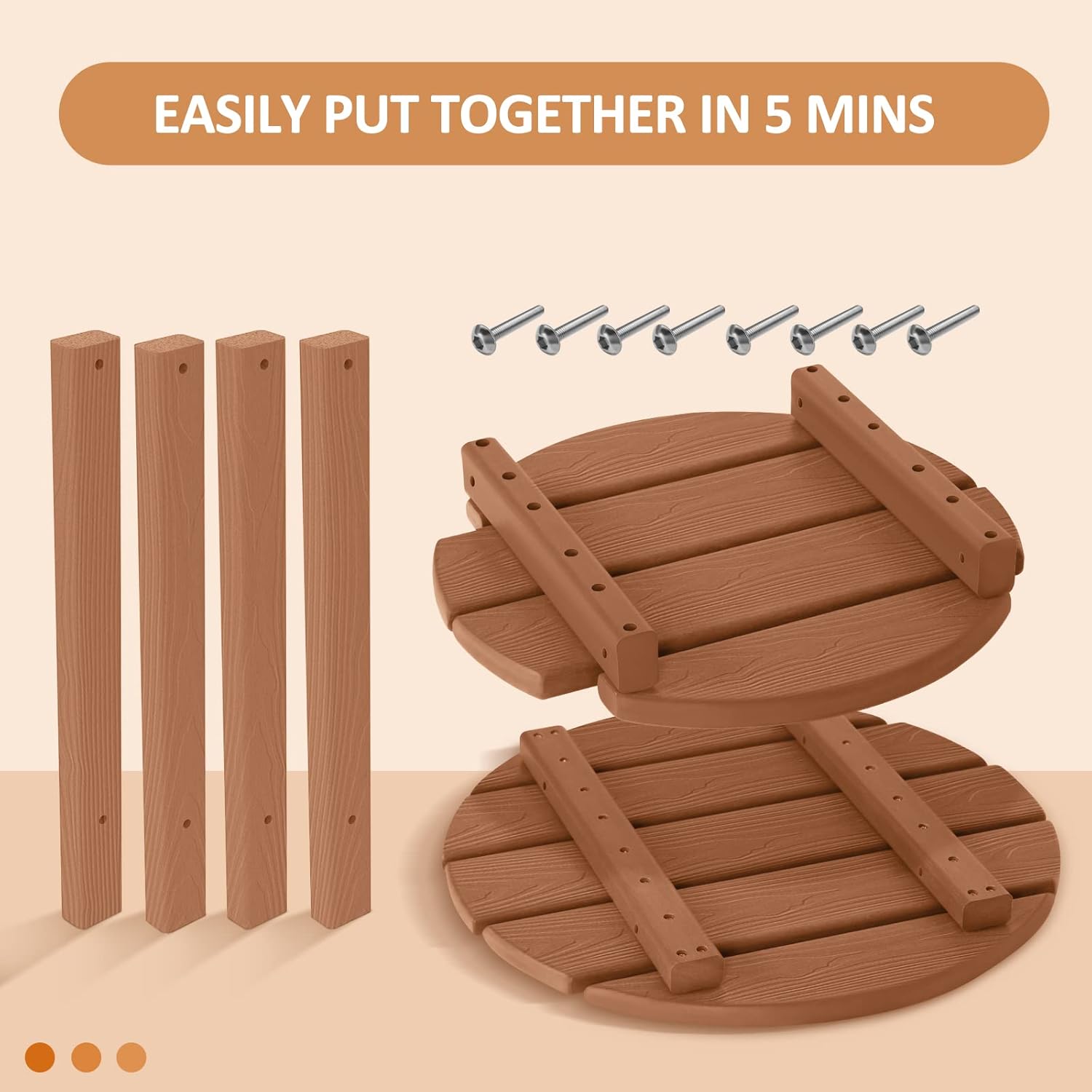 LOENIY Mesa auxiliar de 2 niveles para exteriores HDPE Adirondack mesa auxiliar para patio con grano similar a la madera, mesa auxiliar resistente a