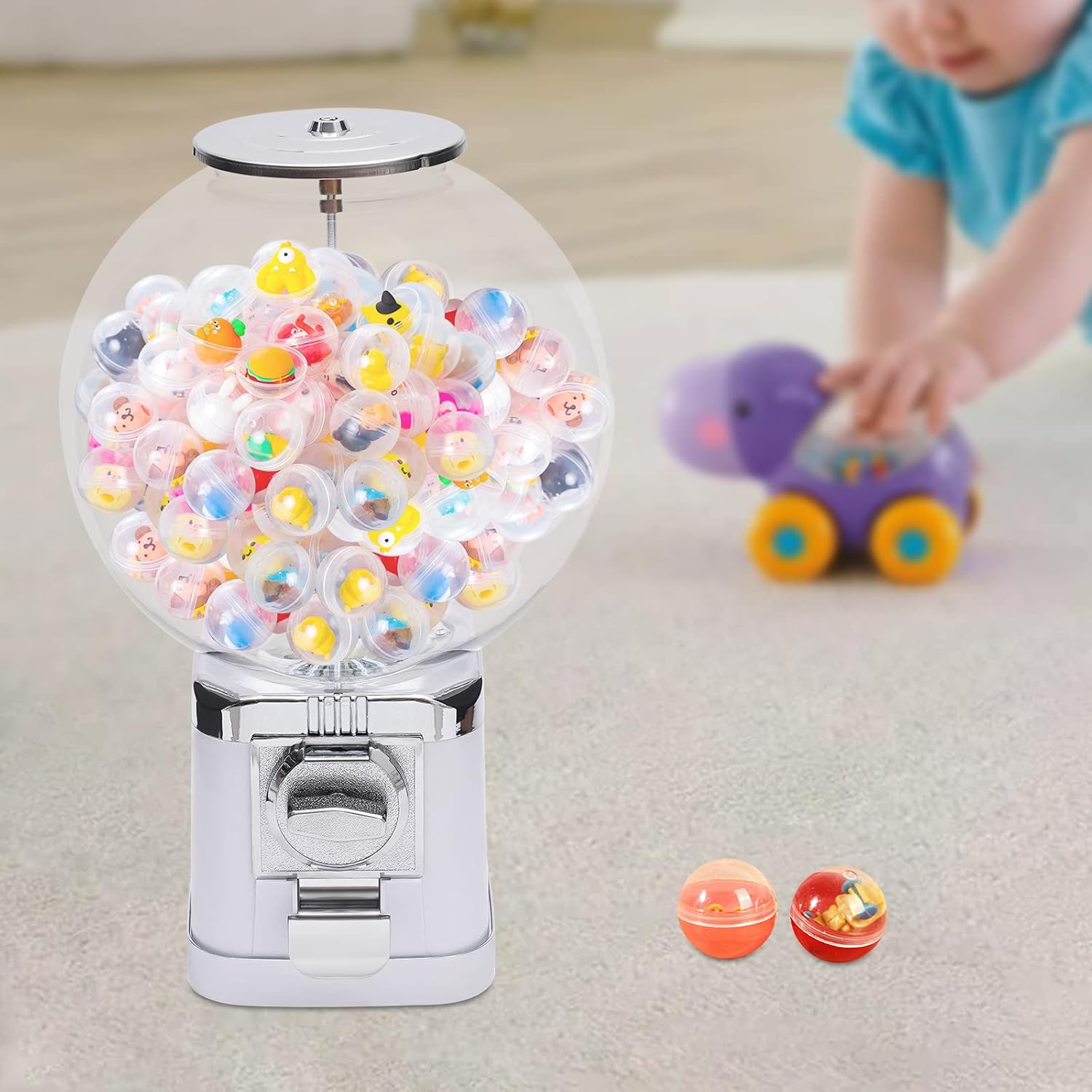 Máquinas expendedoras blancas, máquina de chicles de caramelo para caramelos de 1.26 pulgadas, dispensador de caramelos de chicle para niños,