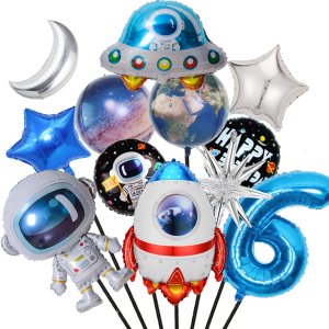 Finypa 12 globos de aluminio de astronauta con temática espacial, suministros de fiesta de cumpleaños del espacio exterior, globos de galaxia para Finypa 12 globos de aluminio de astronauta con temática espacial, suministros de fiesta de cumpleaños del espacio exterior, globos de galaxia para