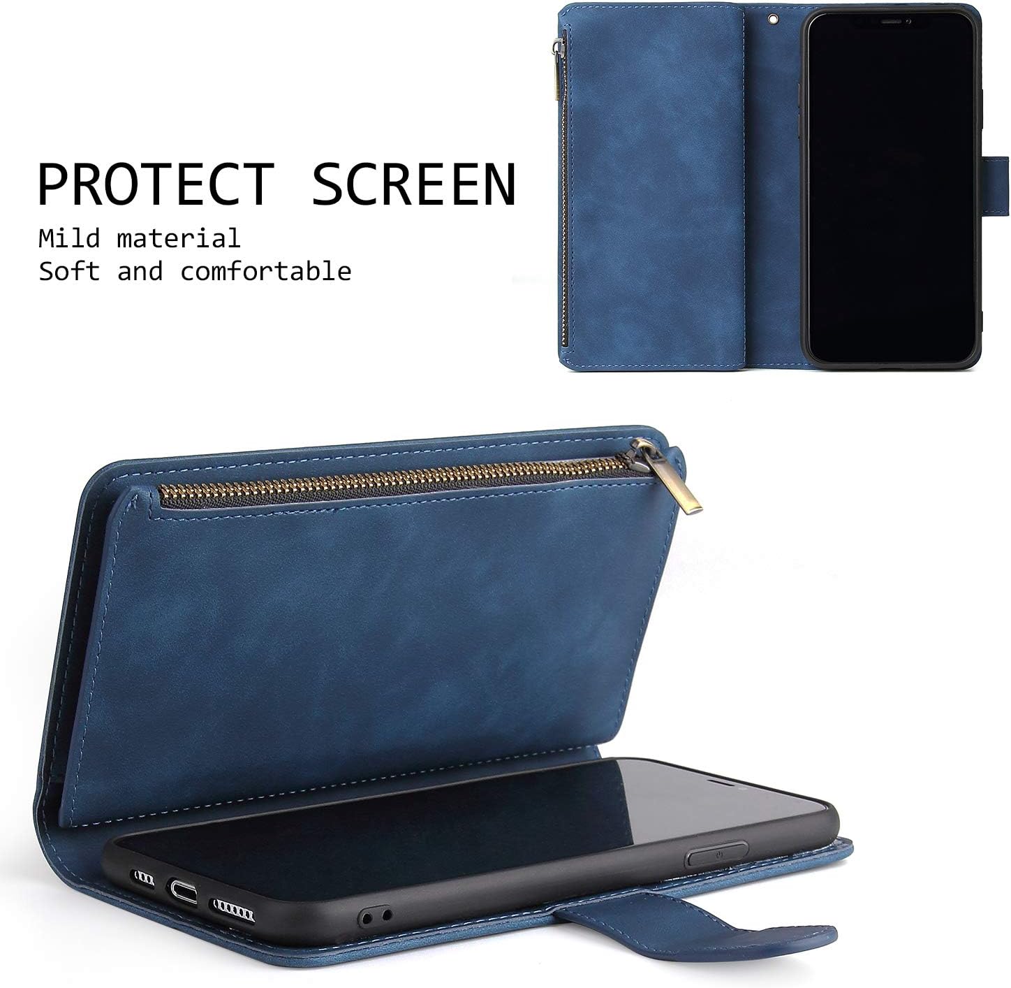 UEEBAI Funda tipo cartera para Samsung Galaxy S8, de piel sintética vintage de alta calidad, cierre magnético, bolsillo con cremallera, ranuras para