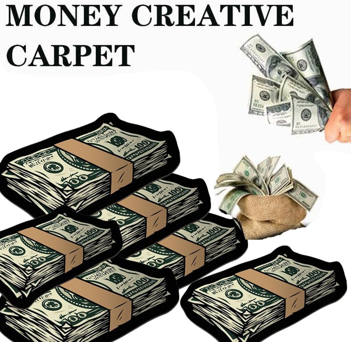 Alfombra artística de billetes de 100 dólares, acogedora, suave, para dormitorio, sala de estar, baño, absorbente, tapete para puerta de habitación