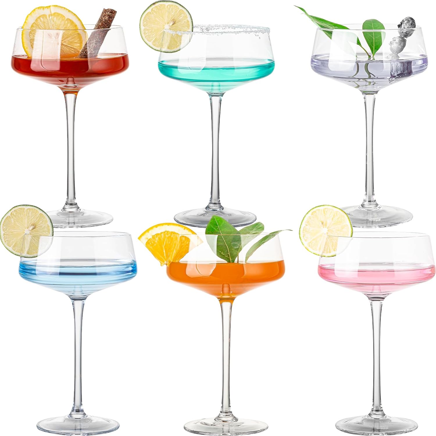 Juego de 6 vasos de Martini de cristal, copas Coupé de 11 onzas, copas de cóctel clásicas, copas de cupé de champán, elegante copa de cristal
