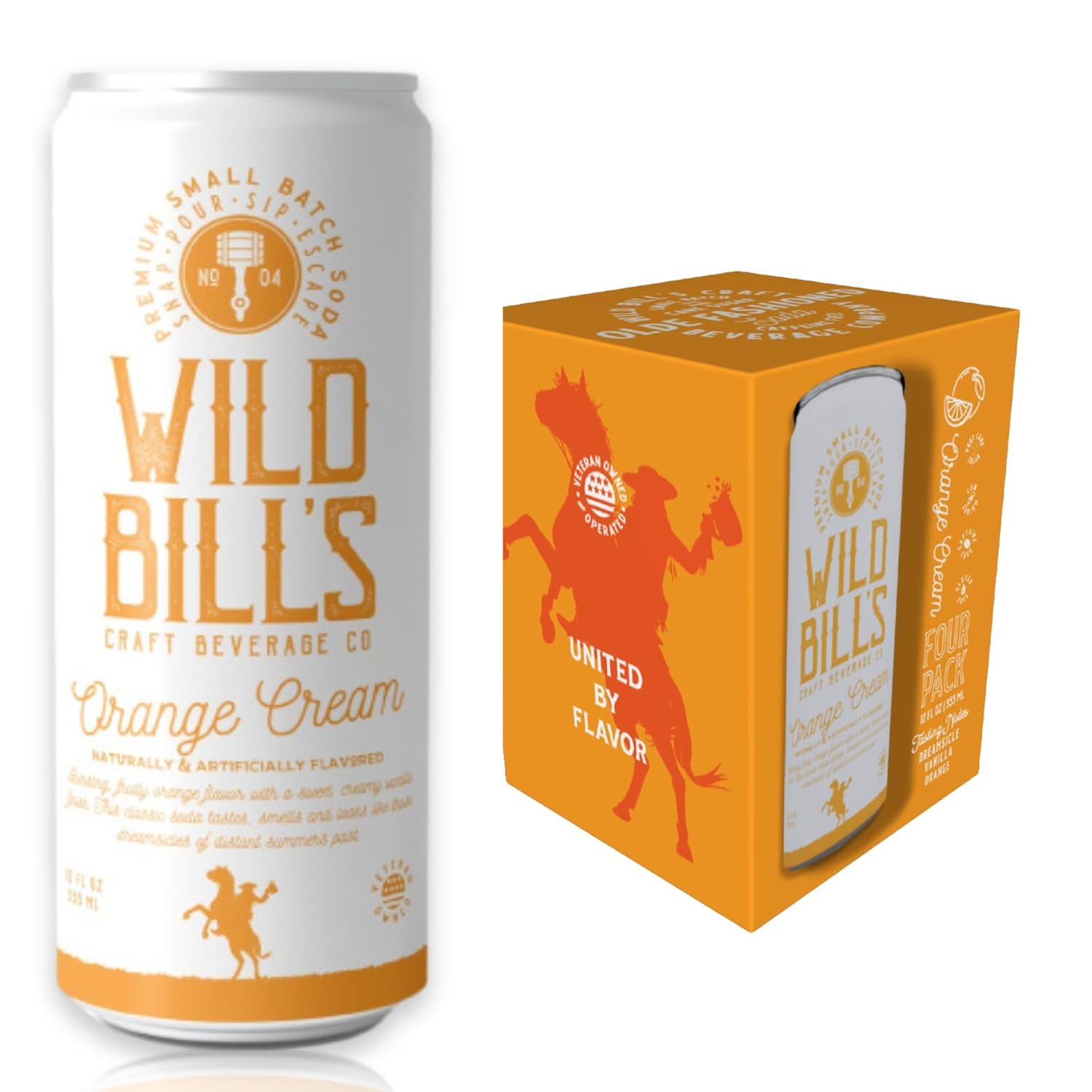 Wild Bill’s Soda de naranja y crema clásica artesanal, refrescos de soda, refrescos cremosos hechos con azúcar de caña pura, sin cafeína, sin jarabe