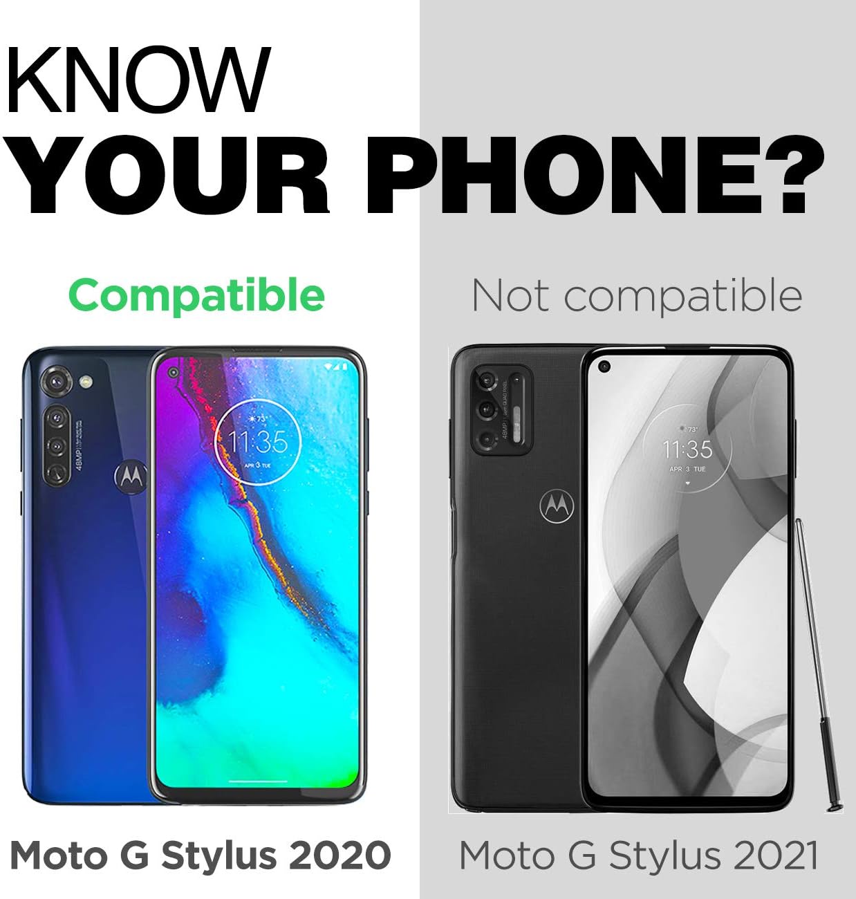 Moto G Stylus 2020 – Funda para Motorola G Power con función atril (función atril), color negro (Moto G Stylus)