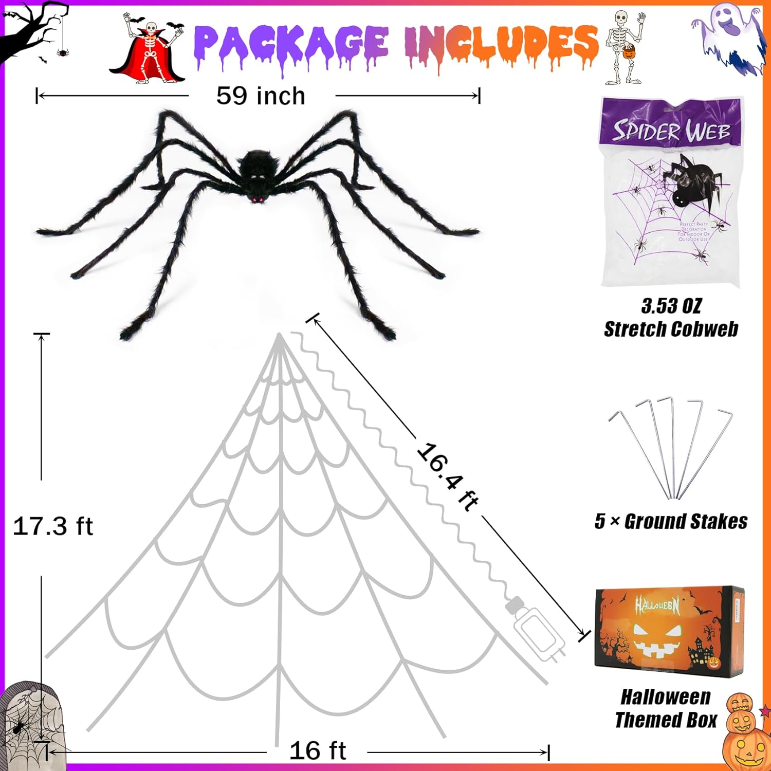 Dorizeg Telarañas para decoración de Halloween al aire libre, 455 luces LED con telaraña elástica grande de 59 pulgadas y 3.53 oz (100 g), 11 modos