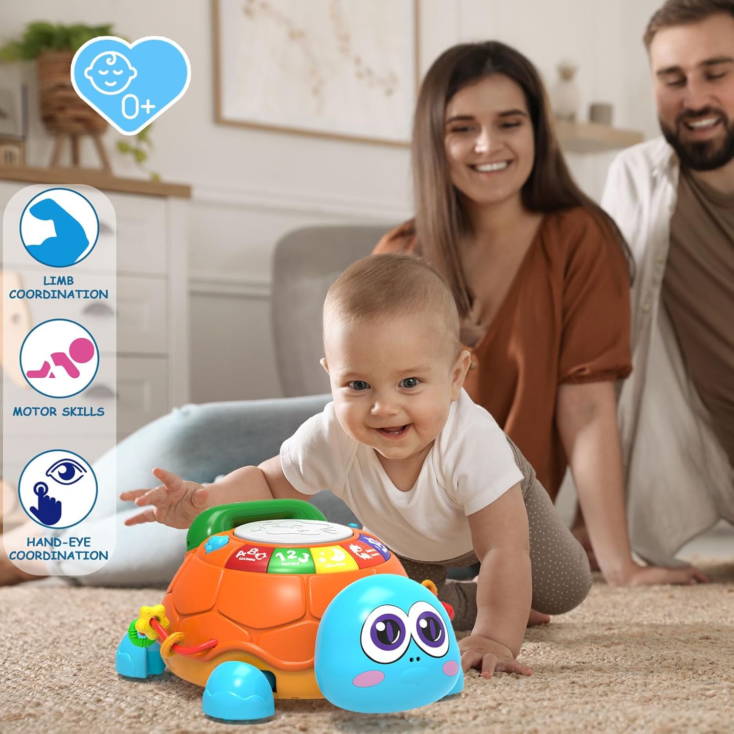 Ussybaby Juguetes para bebés de 6 a 12 meses, juguetes musicales para bebés de 12 a 18 meses, juguete de tambor de mano para teléfono, juguetes para