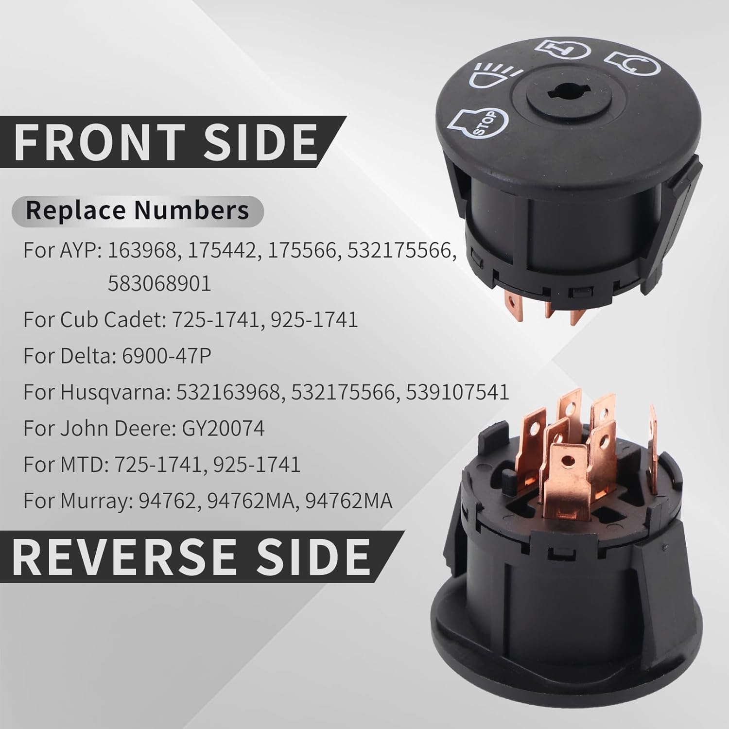 Interruptor de encendido con llave 7 terminales de repuesto para John Deere L100 L105 L107 L108 L110 L111 L118 L120 L130 125 135 145 155c 190c G110,