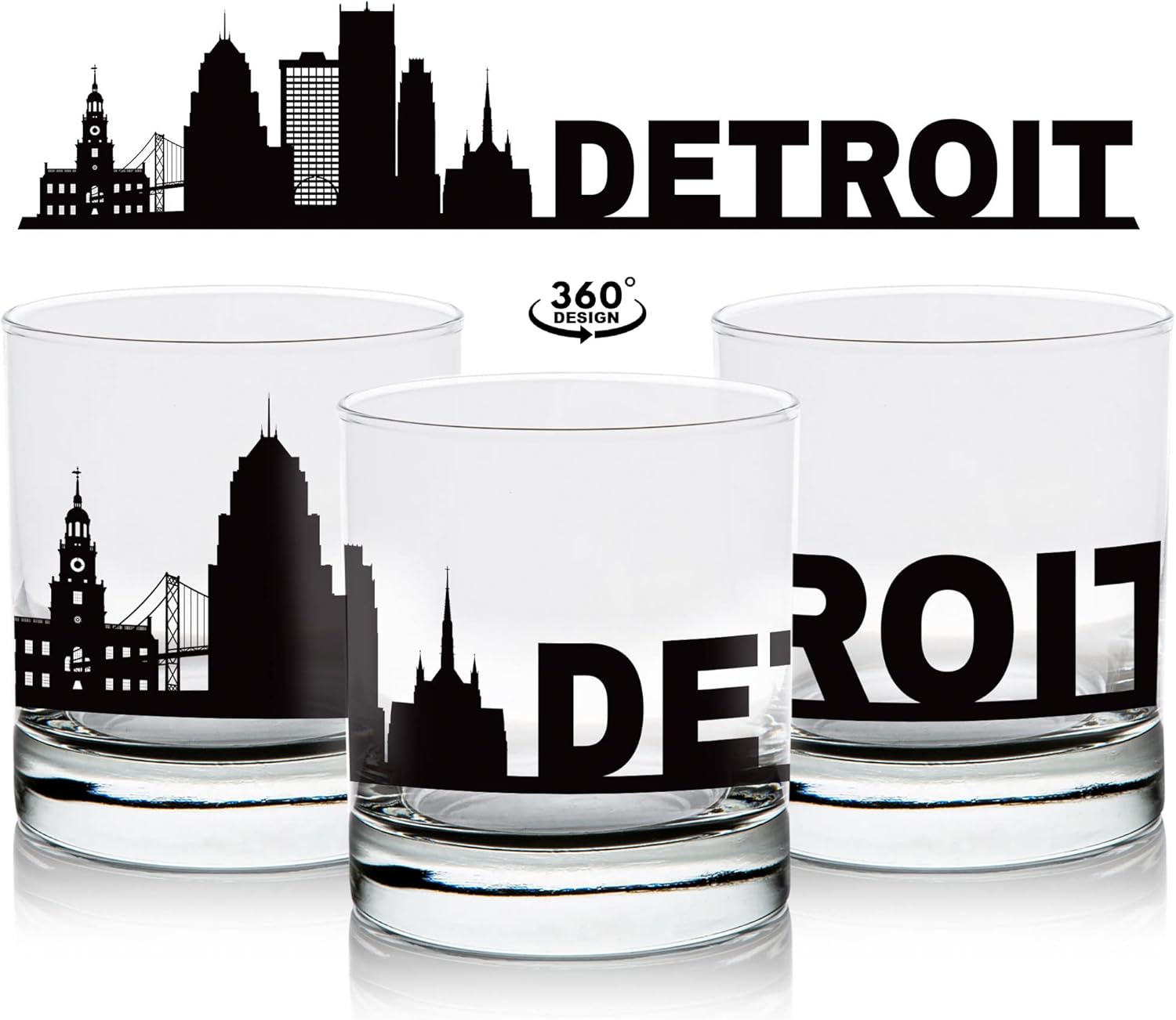 Toasted Tales – Vaso de whisky Detroit Skyline Cityscapes  Regalo para la gente de Detroit City  Vasos Old Fashioned Rocks Urban City  Regalo para