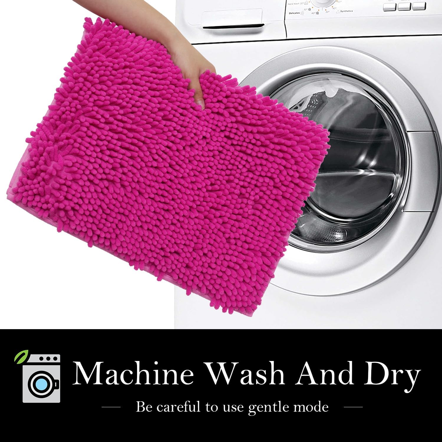 AINAHYVA Juego de 2 tapetes de baño de chenilla, superabsorbentes, parte trasera antideslizante de PVC, tapetes de baño para baño, felpa peluda,