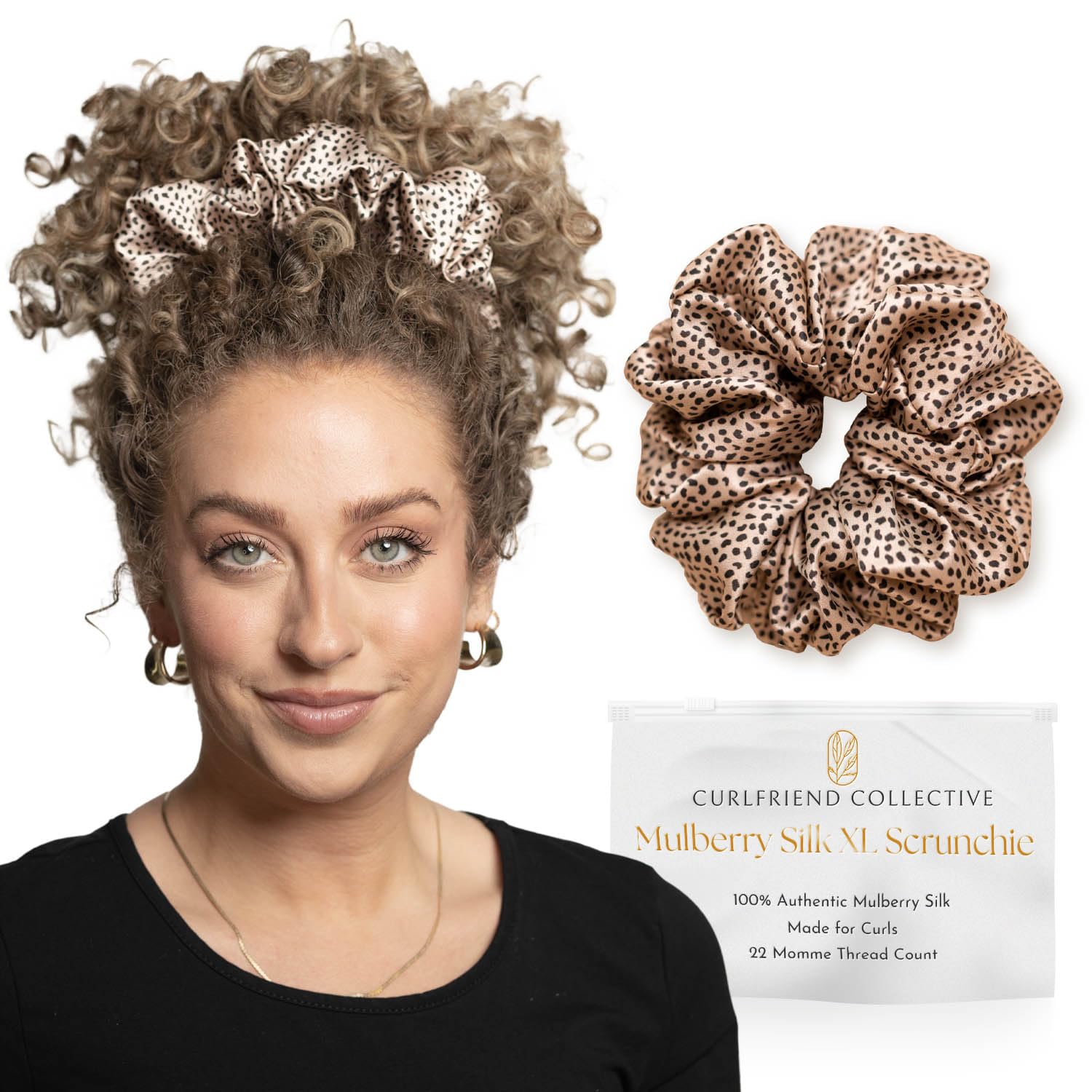 Coletero extra grande de seda de morera real para cabello rizado, ondulado y enrollado, banda gruesa para el cabello, prevención del encrespamiento,