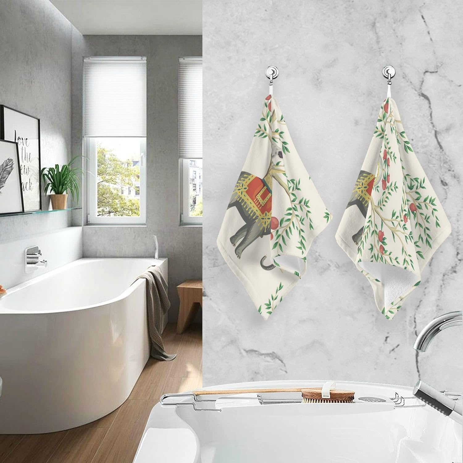 susiyo Chinoiserie Elephant – Toallas de mano de 100 % algodón para baño, 16 x 28 pulgadas