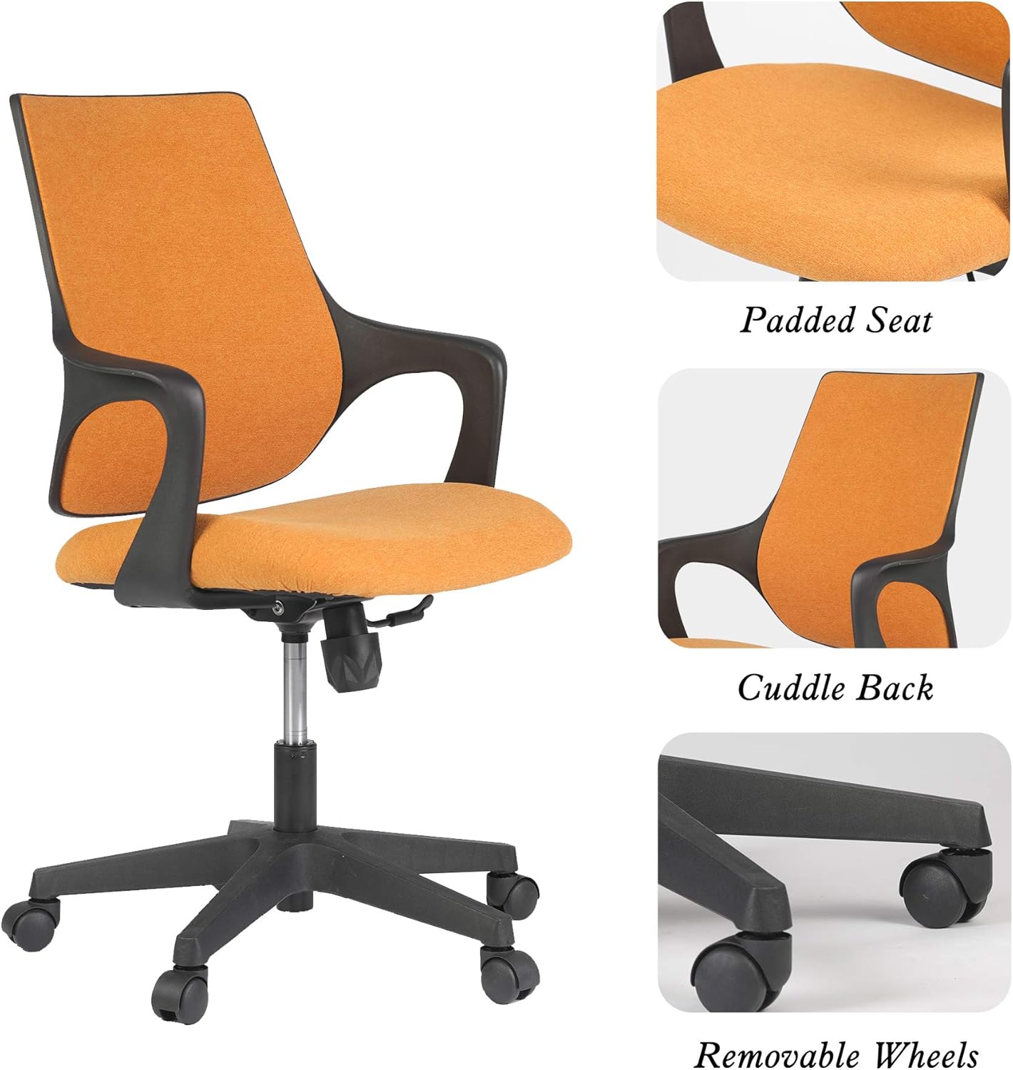 KARMAS PRODUCT Silla de escritorio de oficina con respaldo medio ajustable en altura con respaldo abrazable, silla ergonómica giratoria con asiento
